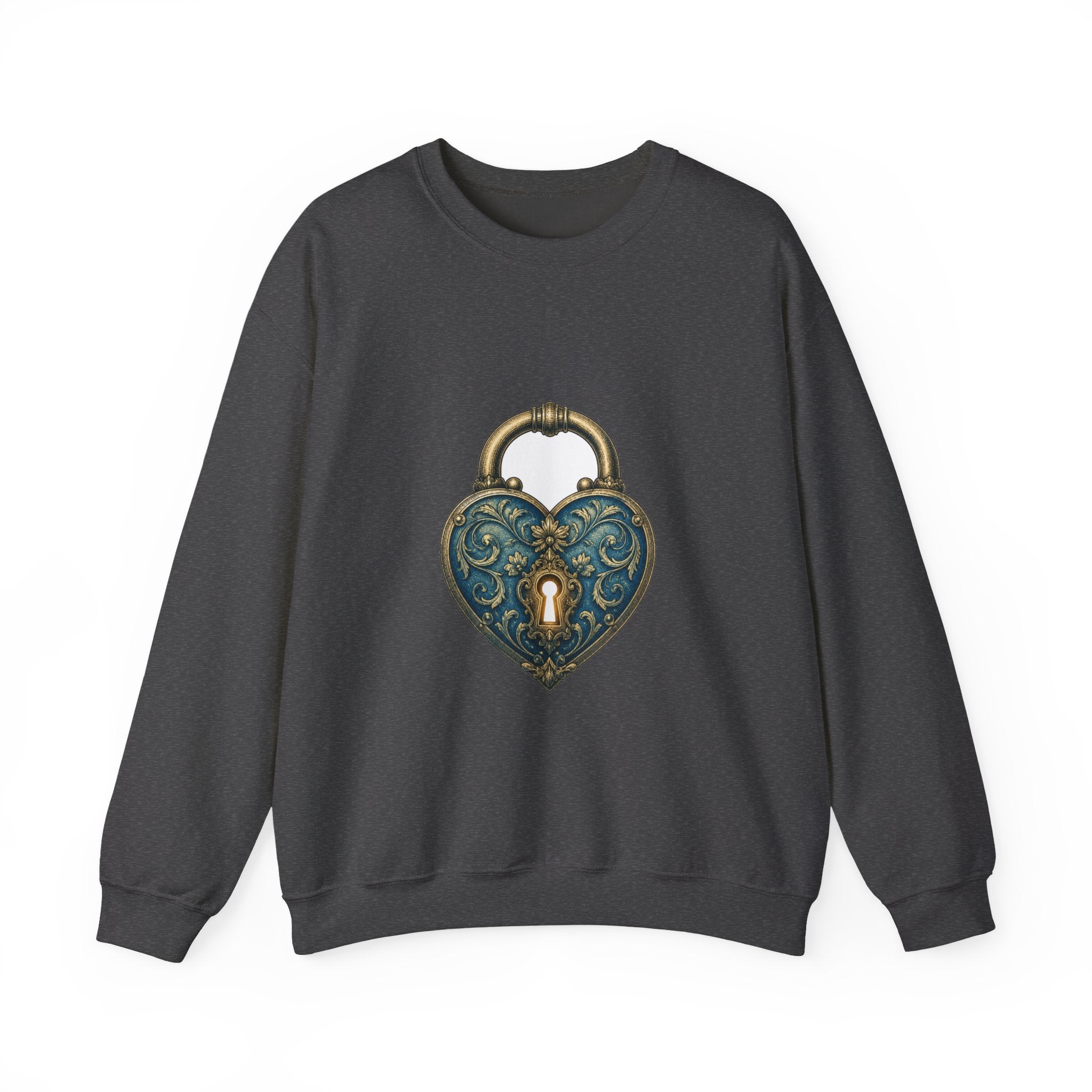 Matching Couple Sweatshirt - Key & Lock Matching Couple Crewneck Sweatshirt Vintage Art His Hers Wedding Gift - Design B
