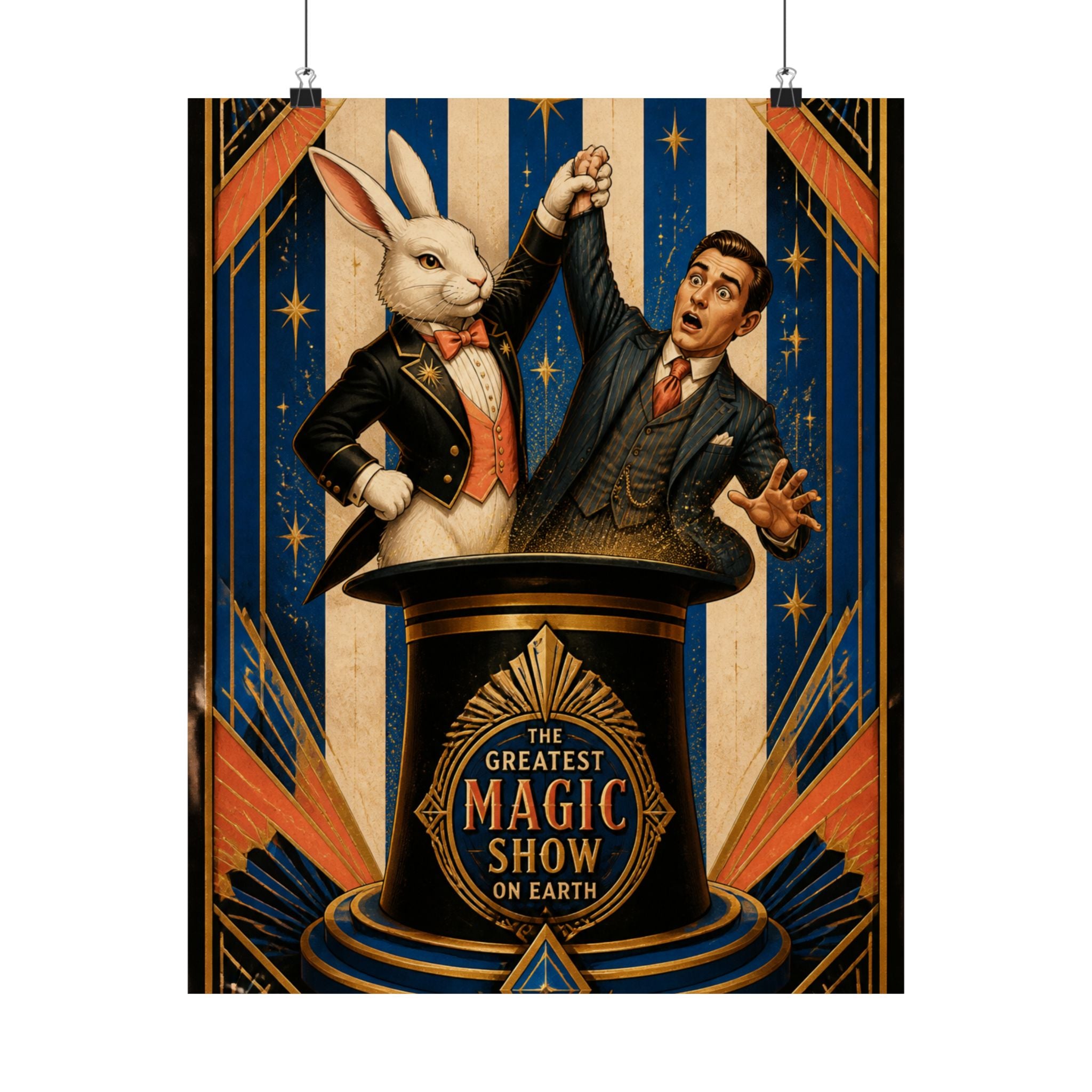 Magic Hat Rabbit Wall Art Poster 18×24 Art Deco Entryway Decor Maximalist Print
