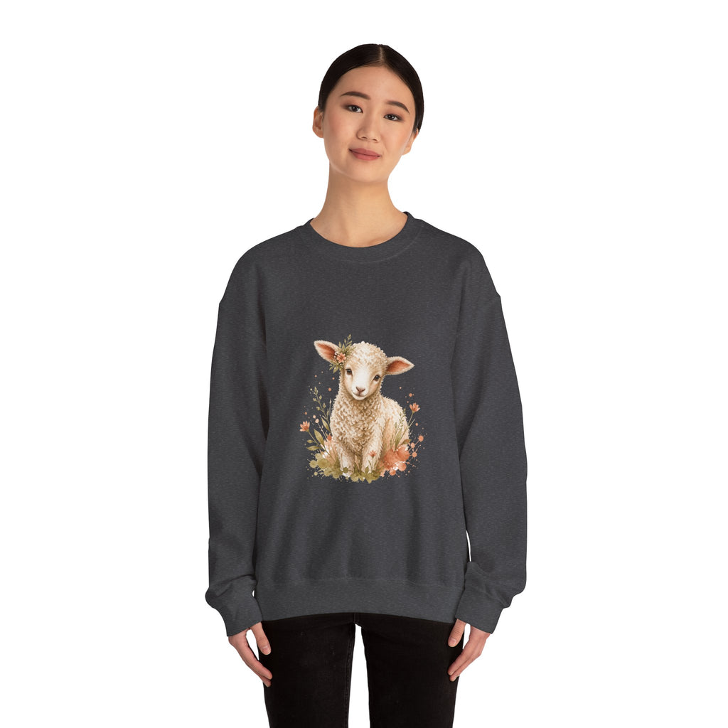 Matching Couple Sweatshirt - Lion & Lamb Matching Couple Comfort Colors Crew Watercolor Art His Hers Birthday Gift - Design B