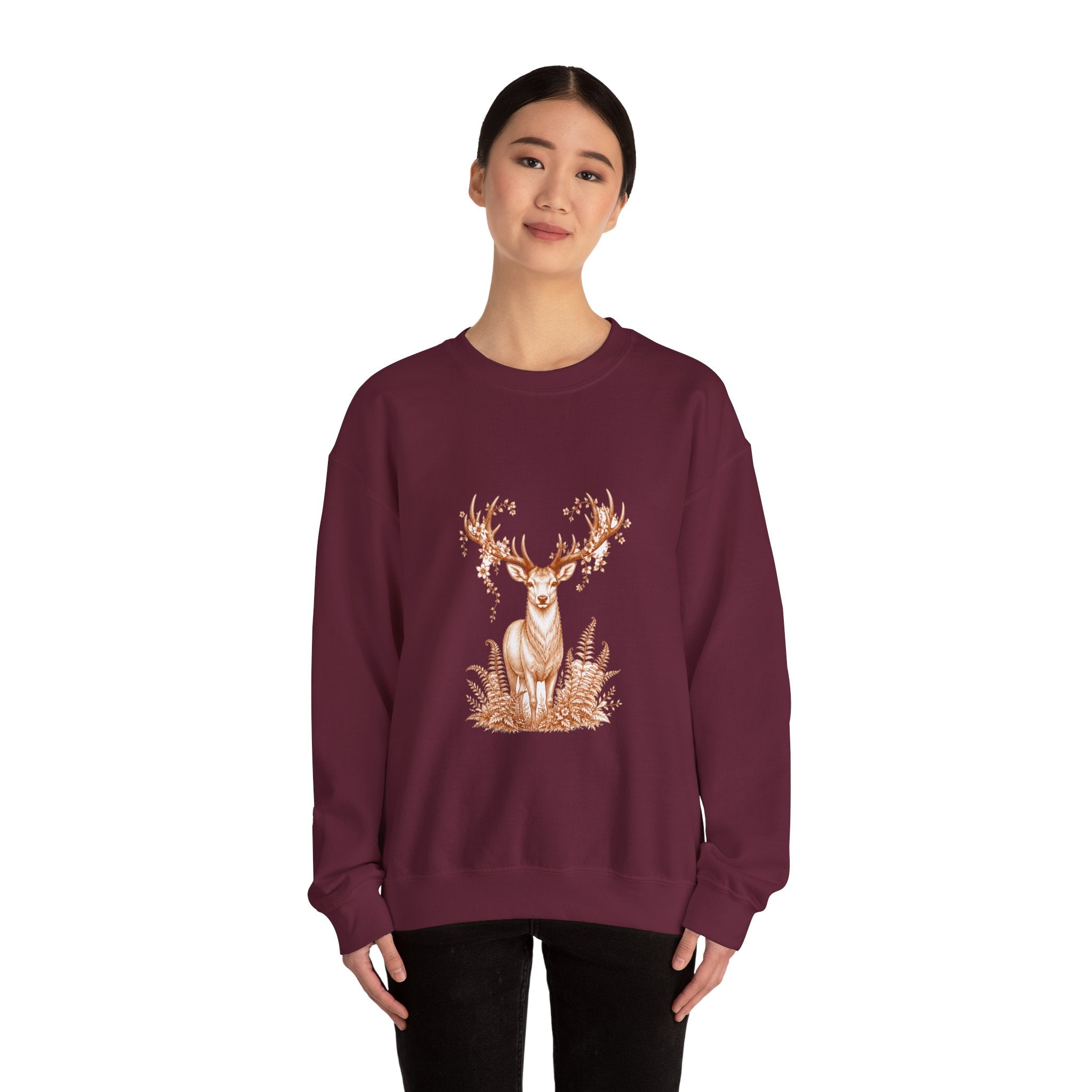 Matching Couple Sweatshirt - Bear & Deer Matching Couple Crewneck Sweatshirt Hand-Drawn Art His Hers Best Friend Gift - Design B