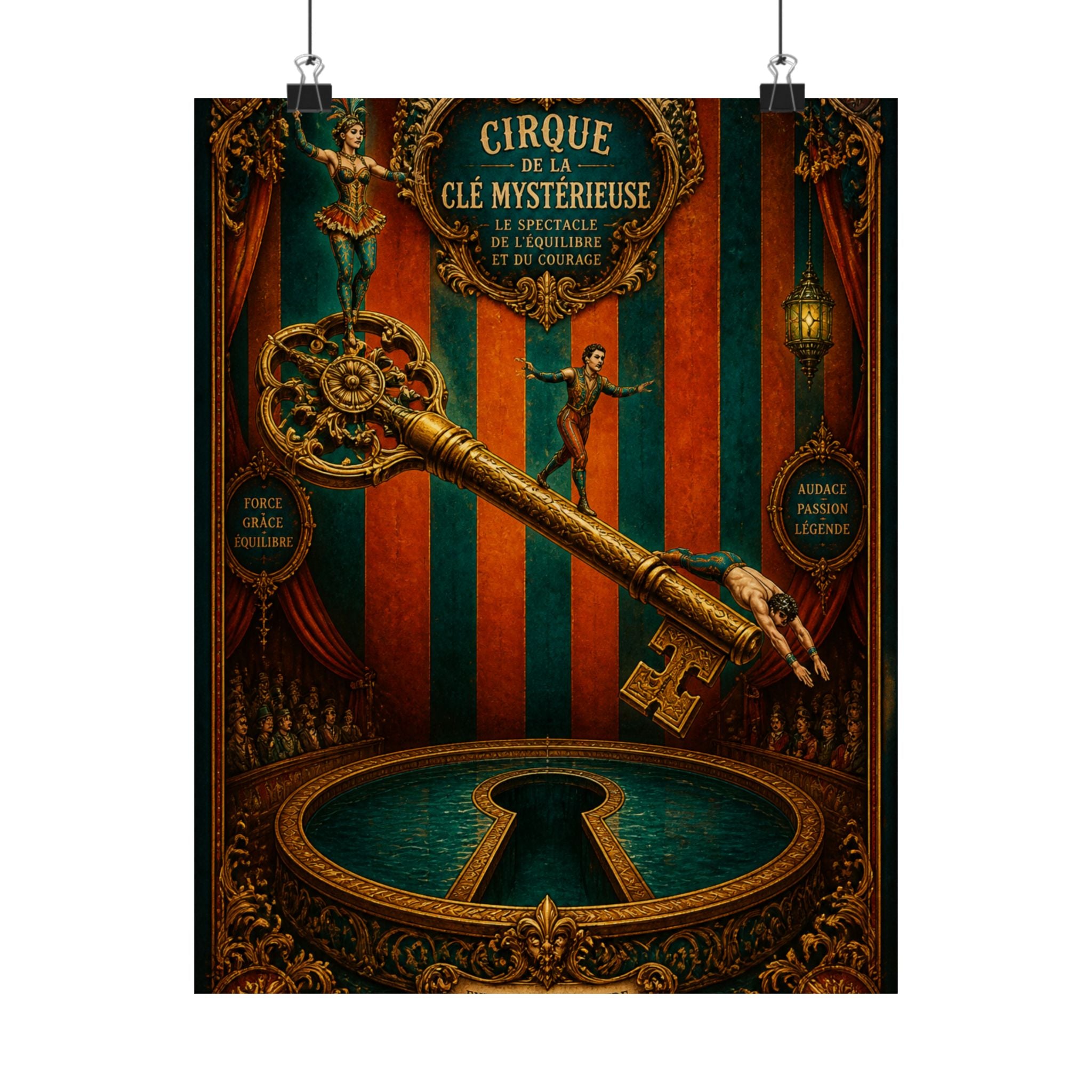 Giant Key Performance Wall Art Poster 24×36 Baroque Studio Decor Maximalist Print