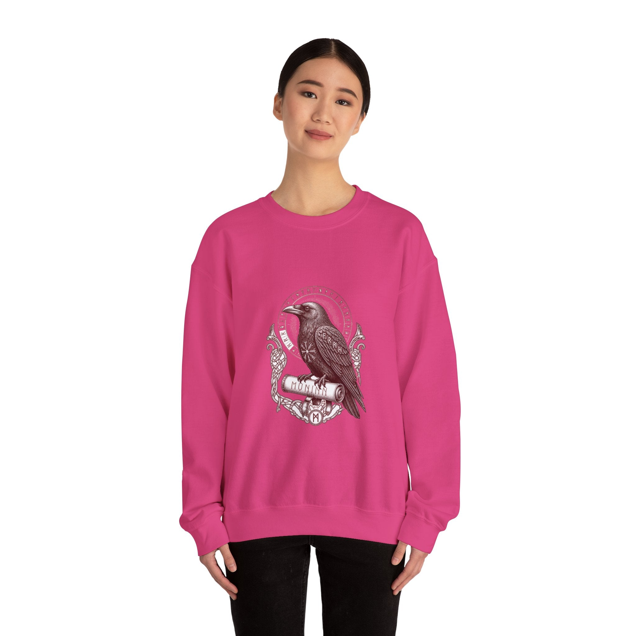 Matching Couple Sweatshirt - Huginn & Muninn Matching Couple Premium Fleece Sweatshirt Vintage Art His Hers Honeymoon Gift - Design B