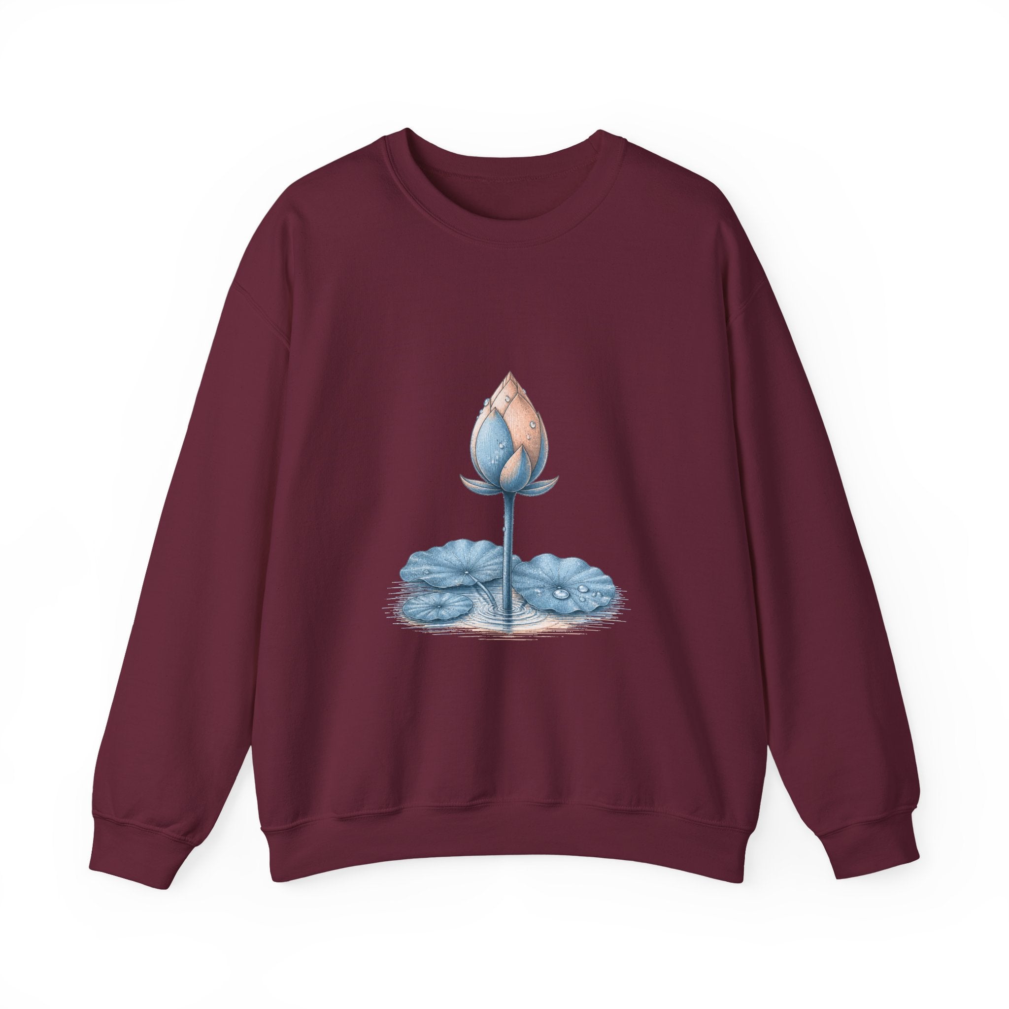 Matching Couple Sweatshirt - Open & Closed Lotus Matching Couple Premium Fleece Sweatshirt Vintage Art His Hers Honeymoon Gift - Design B