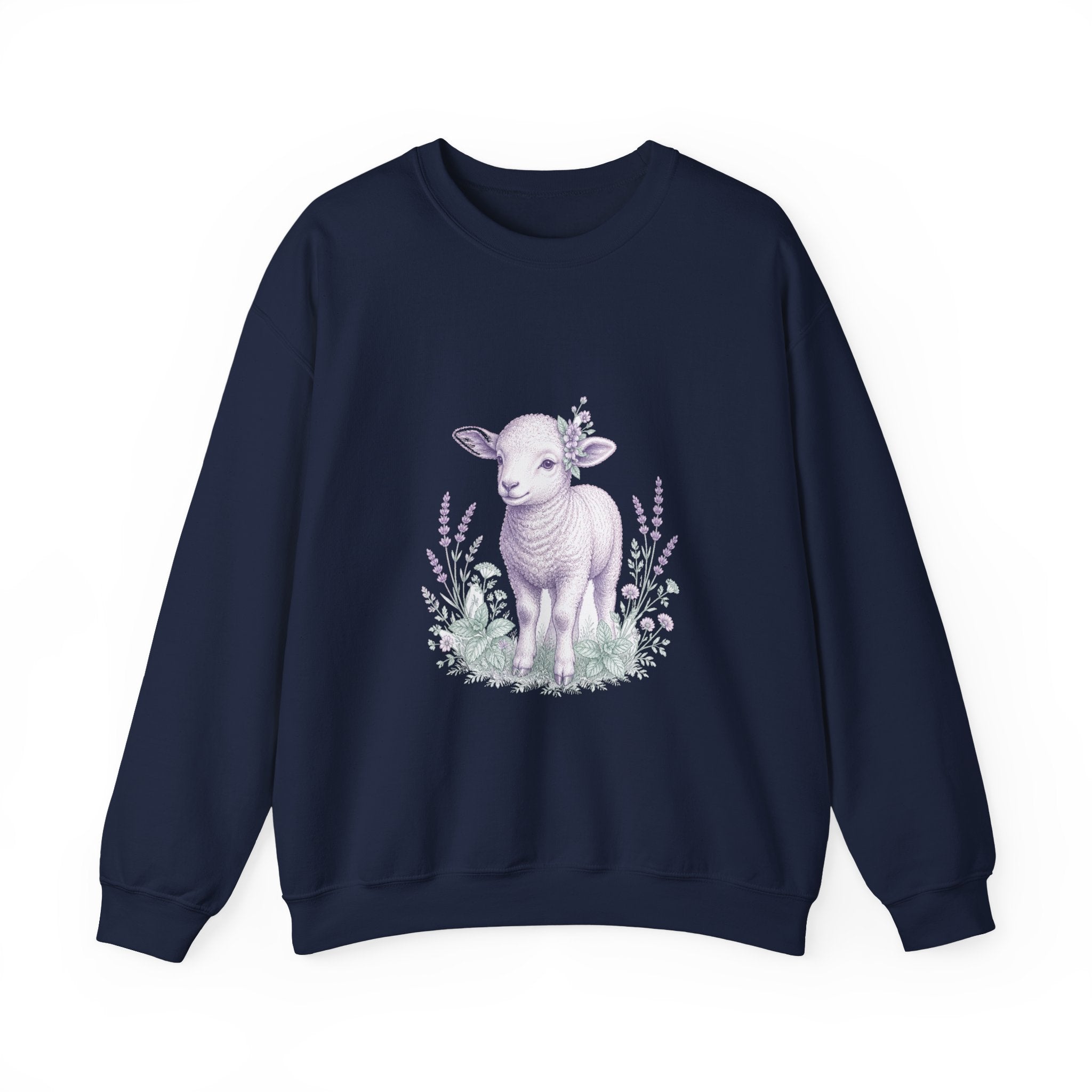 Matching Couple Sweatshirt - Lion & Lamb Matching Couple Crewneck Sweatshirt Vintage Art His Hers Wedding Gift - Design B