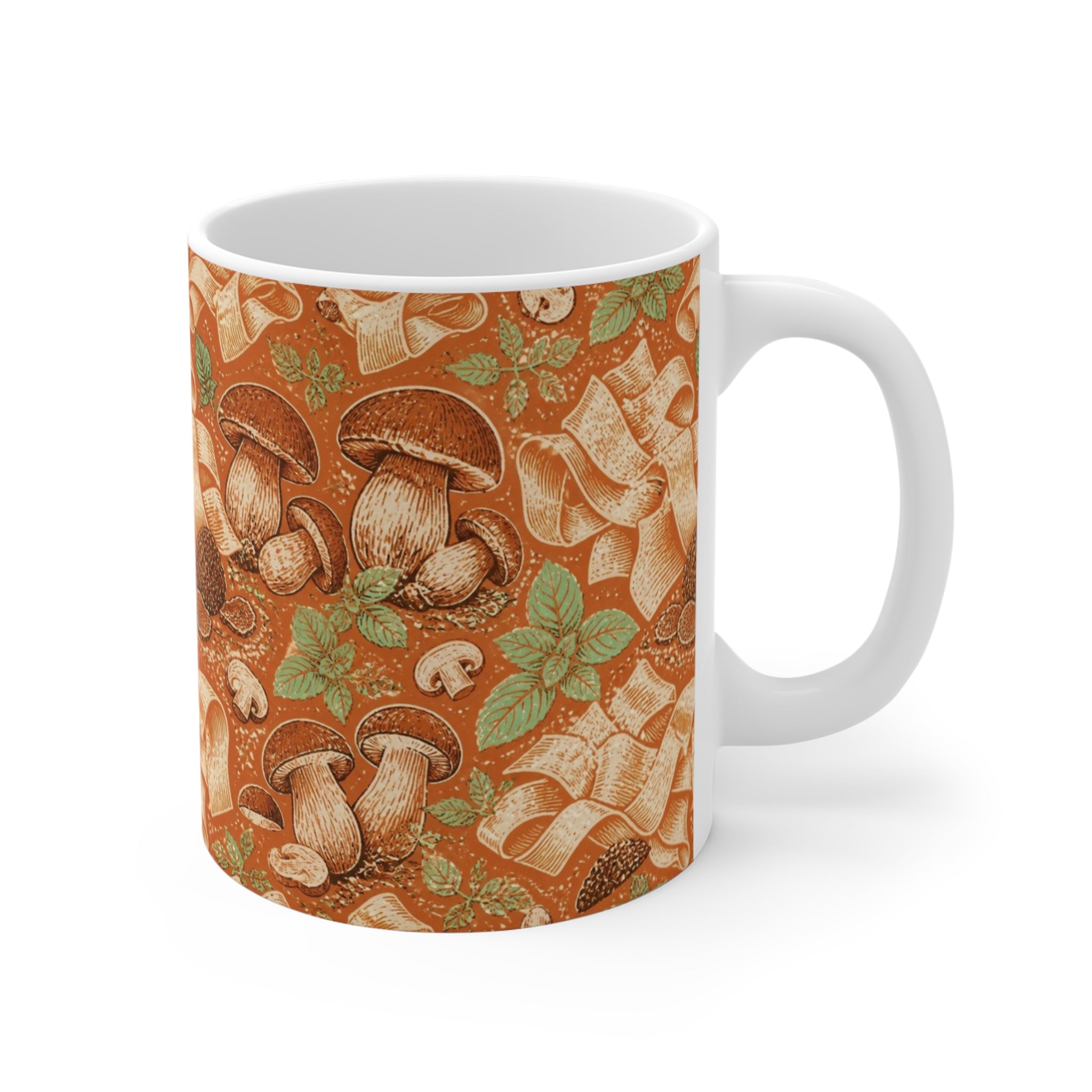 Pappardelle Ribbons 11oz Ceramic Mug Mediterranean Kitchen Linocut Design Italian Cottagecore Gift