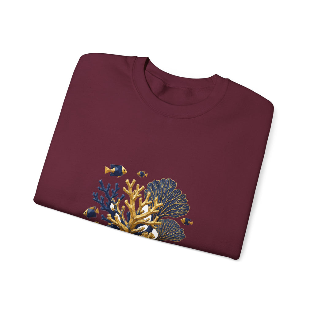 Matching Couple Sweatshirt - Coral Reef & Deep Sea Matching Couple Premium Fleece Sweatshirt Geometric Art His Hers Love Gift - Design A
