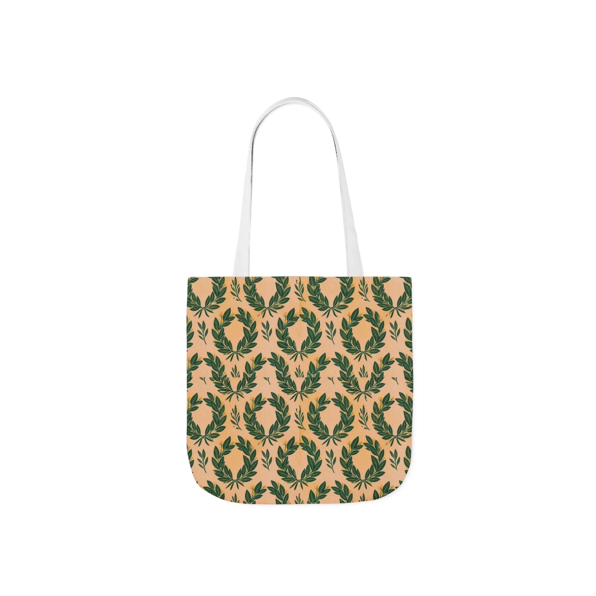 Bay Laurel Wreath Canvas Tote Bag Mediterranean Kitchen Linocut Design Italian Cottagecore Gift