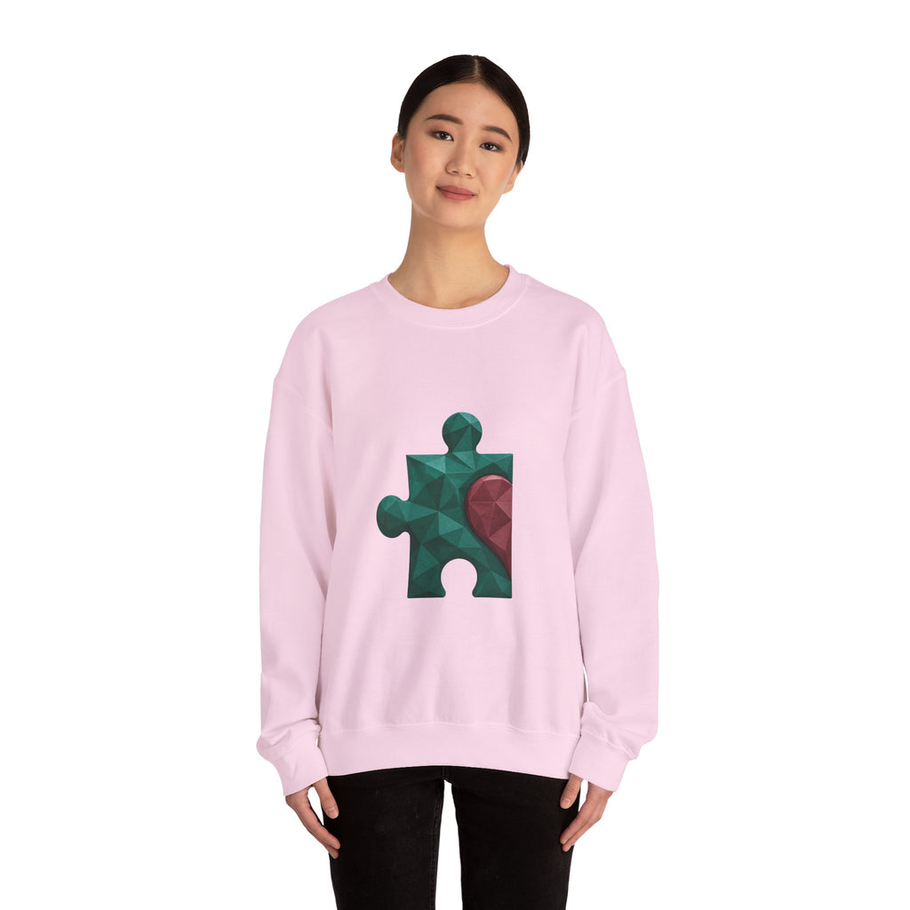 Matching Couple Sweatshirt - Puzzle Pieces Matching Couple Premium Fleece Sweatshirt Geometric Art His Hers Love Gift - Design A