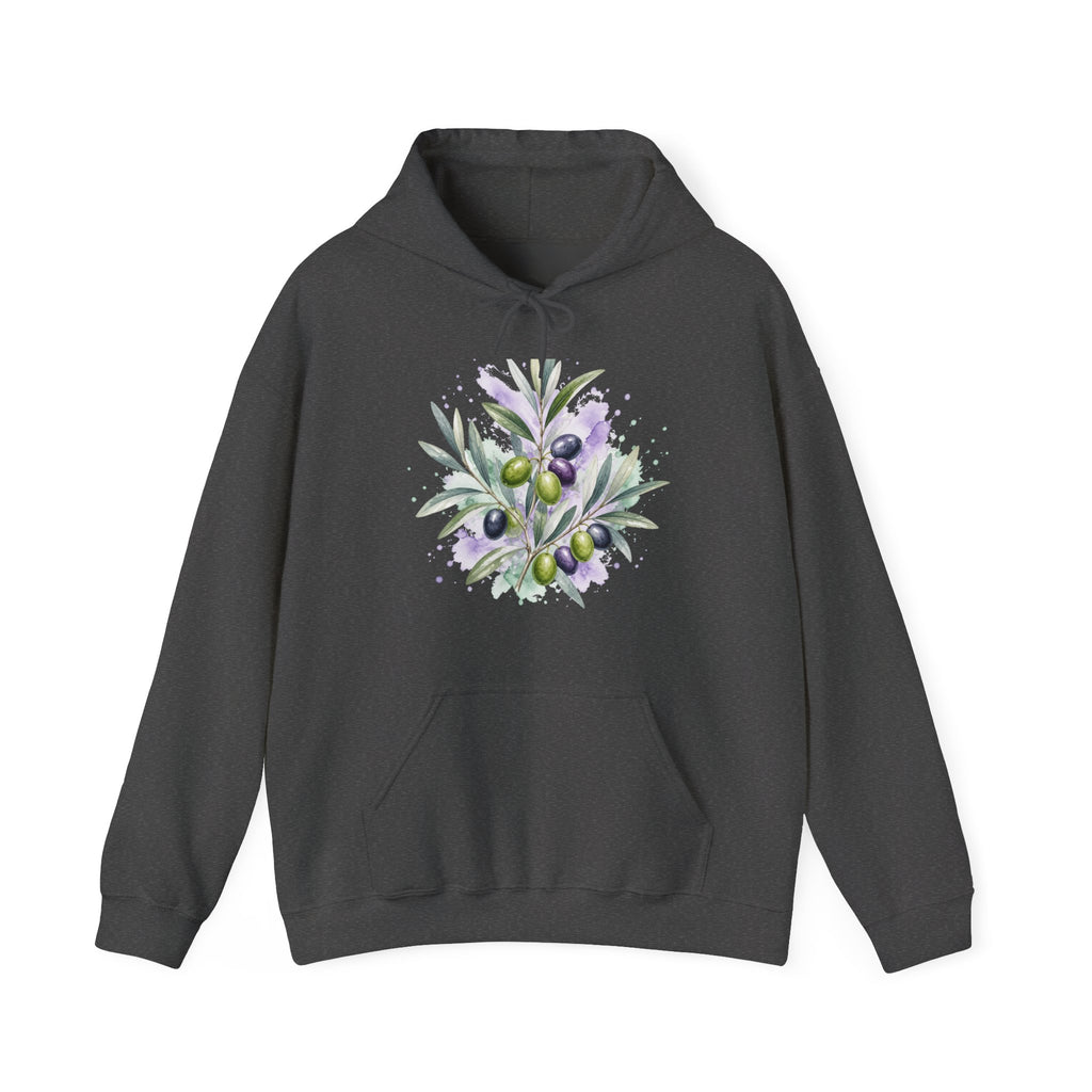 Matching Couple Sweatshirt - Olive Branch & Fig Matching Couple Hooded Sweatshirt Watercolor Art His Hers Engagement Gift - Design A