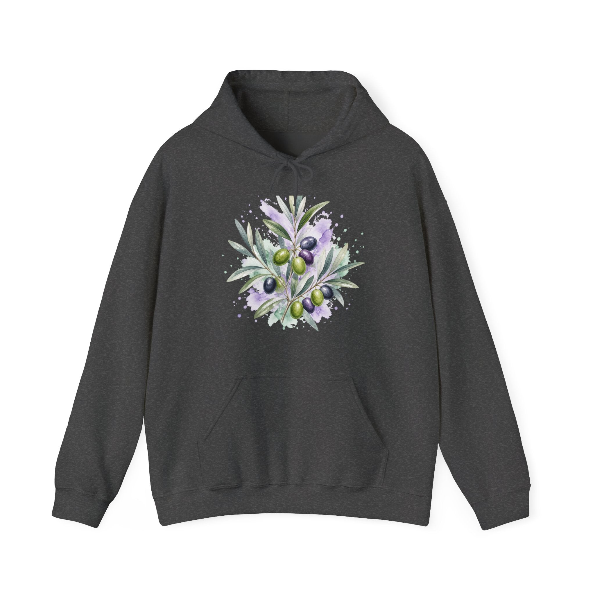 Matching Couple Sweatshirt - Olive Branch & Fig Matching Couple Hooded Sweatshirt Watercolor Art His Hers Engagement Gift - Design A