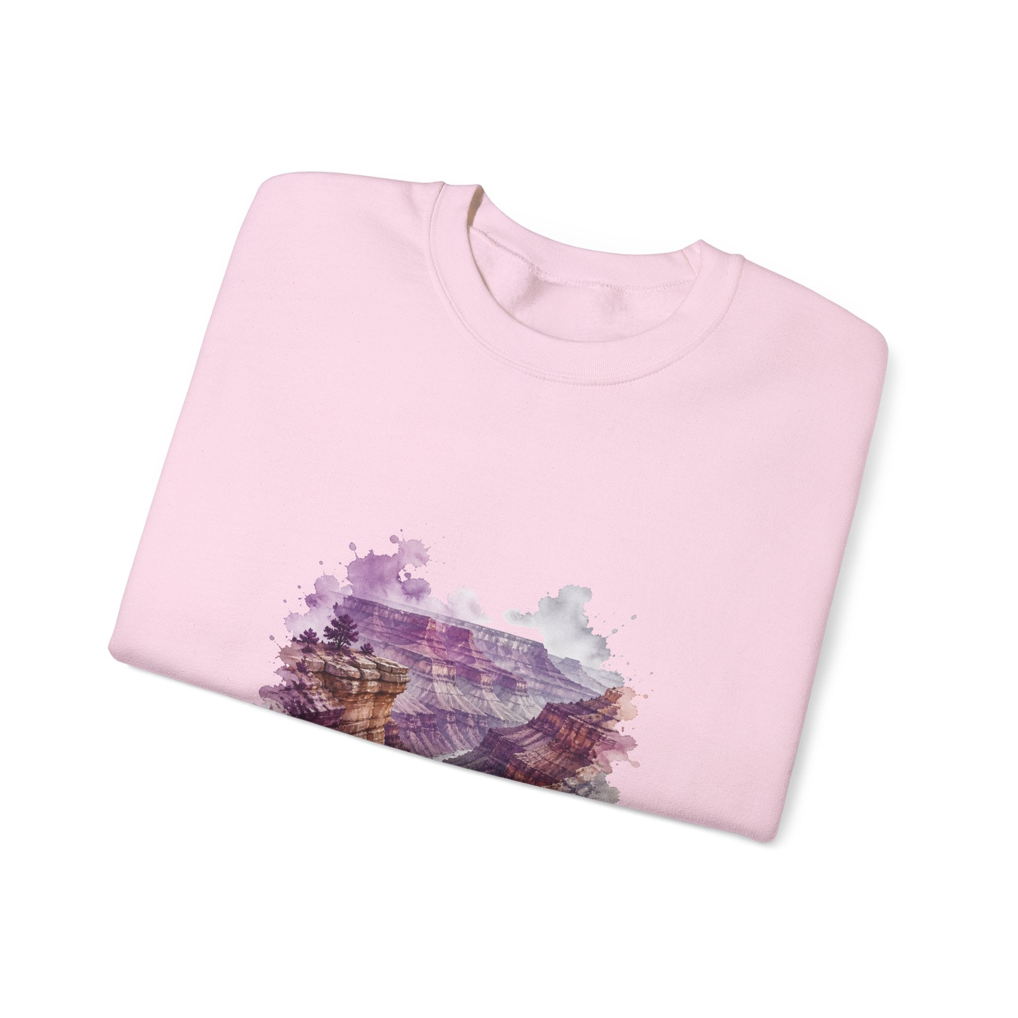 Matching Couple Sweatshirt - Lavender Fields & Canyon Matching Couple Crewneck Sweatshirt Watercolor Art His Hers Engagement Gift - Design B