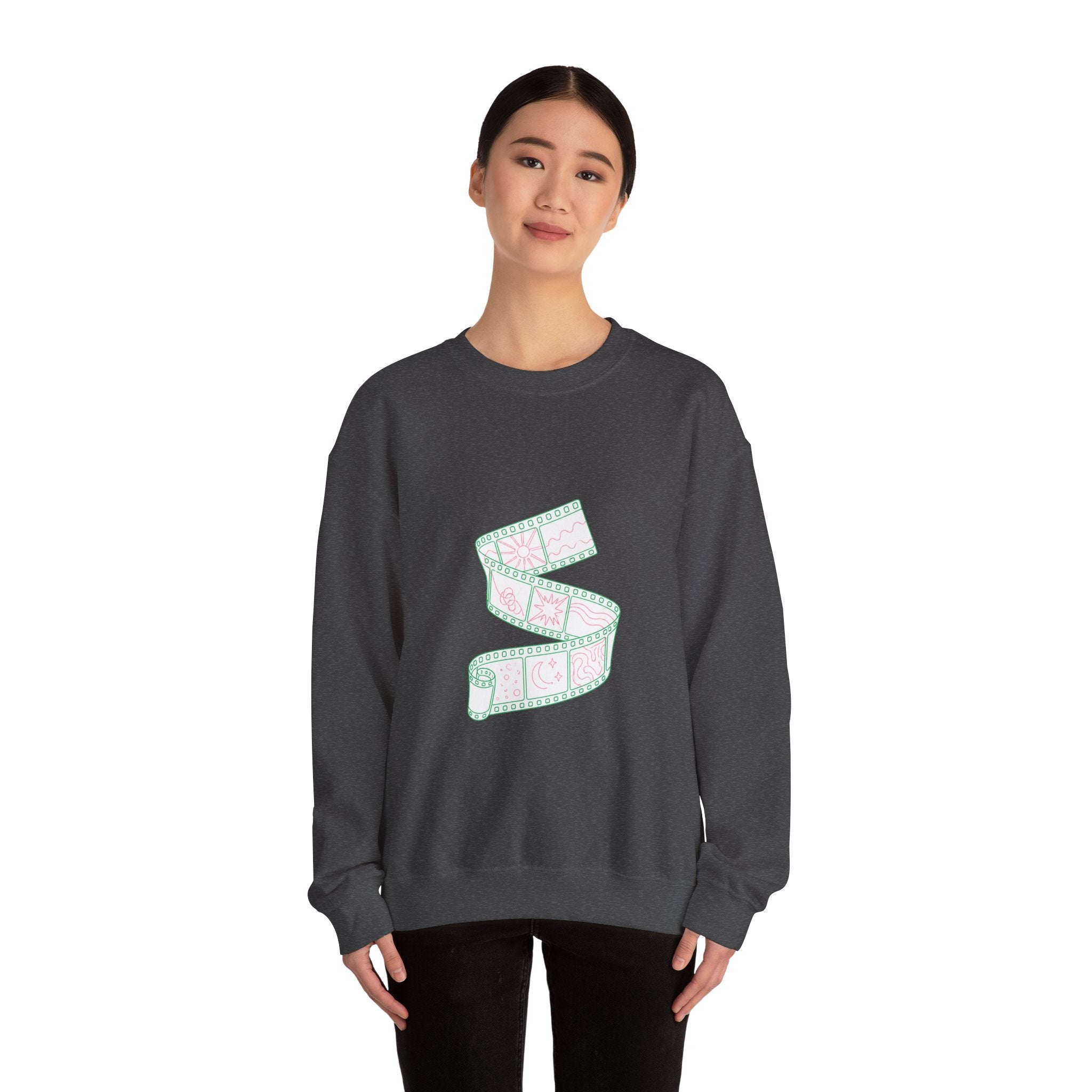Matching Couple Sweatshirt - Camera & Film Matching Couple Crewneck Sweatshirt Minimalist Art His Hers Valentine Gift - Design B