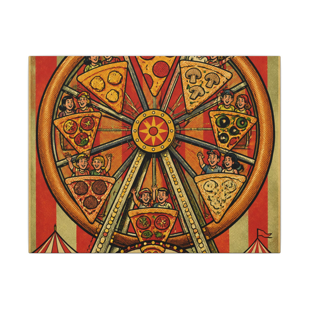 Pizza Ferris Wheel Wall Art Canvas 24×36 Pop Art Restaurant Decor Maximalist Print