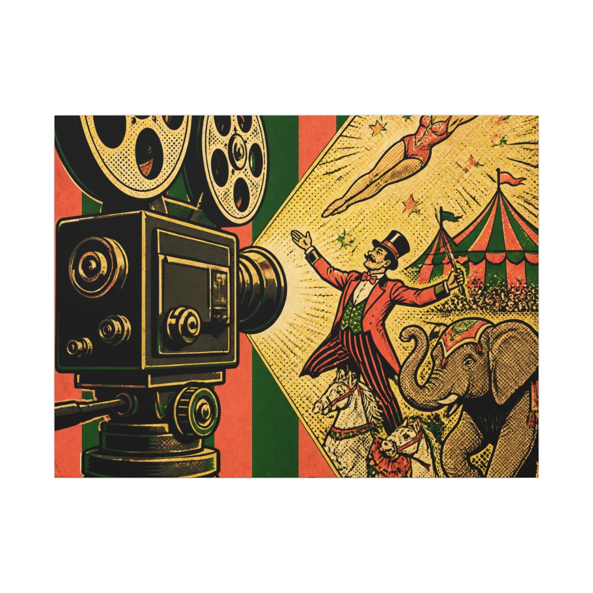 Film Camera Projector Show Wall Art Canvas 16×20 Pop Art Living Room Decor Maximalist Print