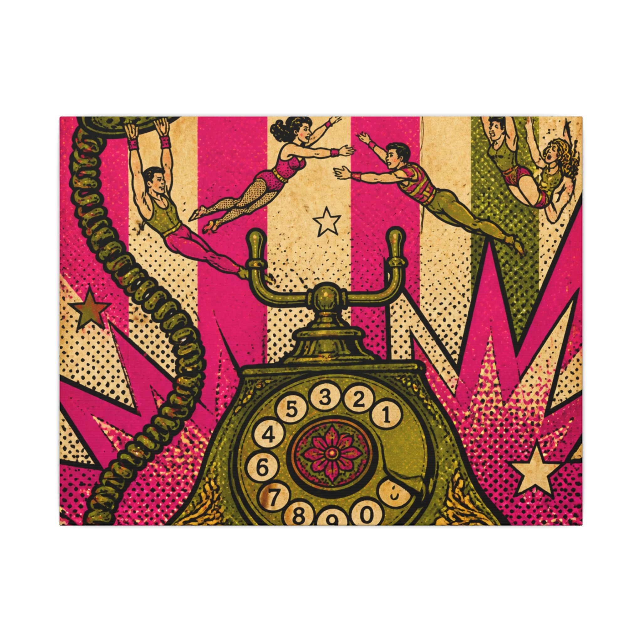 Vintage Telephone Booth Wall Art Canvas 24×36 Pop Art Restaurant Decor Maximalist Print