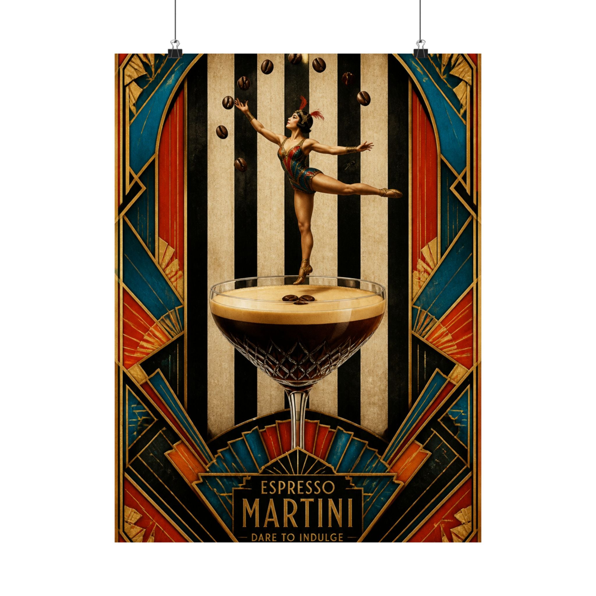 Espresso Martini Acrobat Wall Art Poster 18×24 Art Deco Entryway Decor Maximalist Print