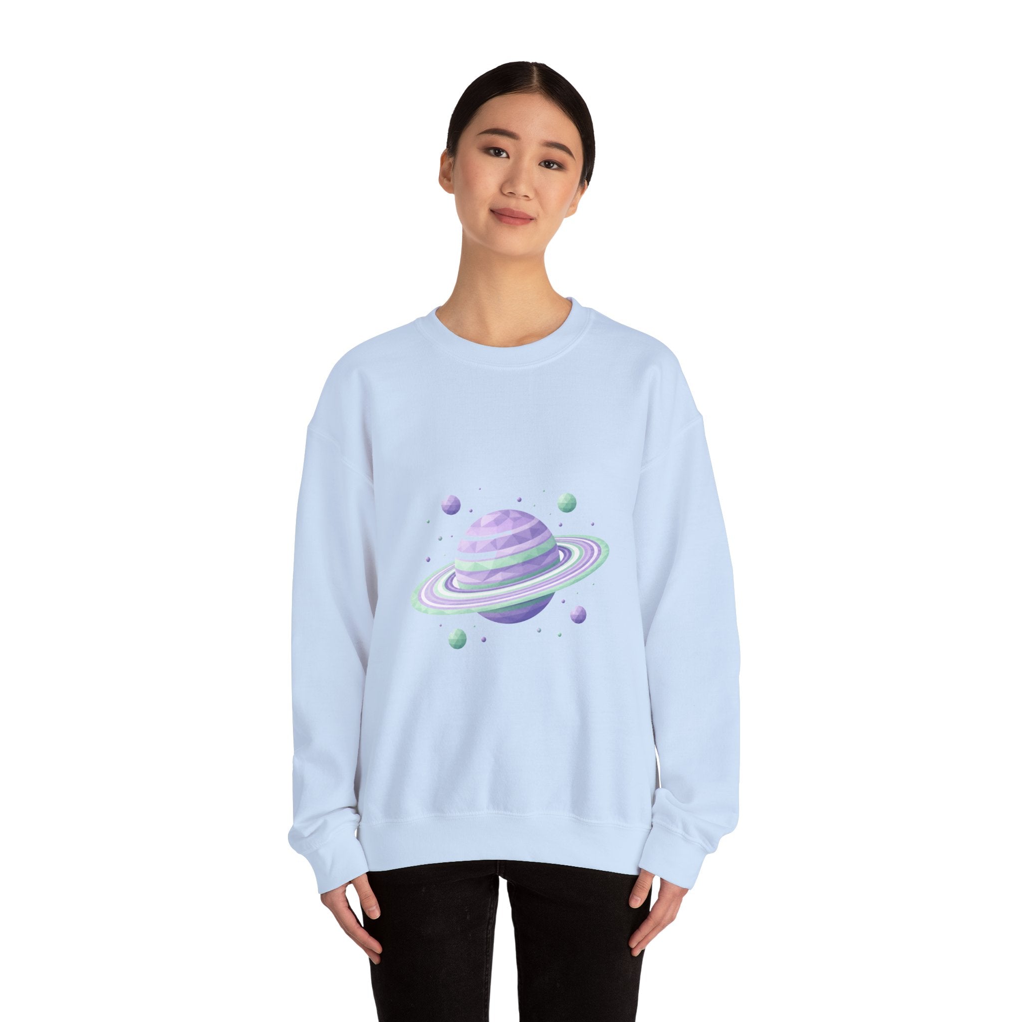 Matching Couple Sweatshirt - Saturn & Jupiter Matching Couple Crewneck Sweatshirt Geometric Art His Hers Couple Gift - Design A