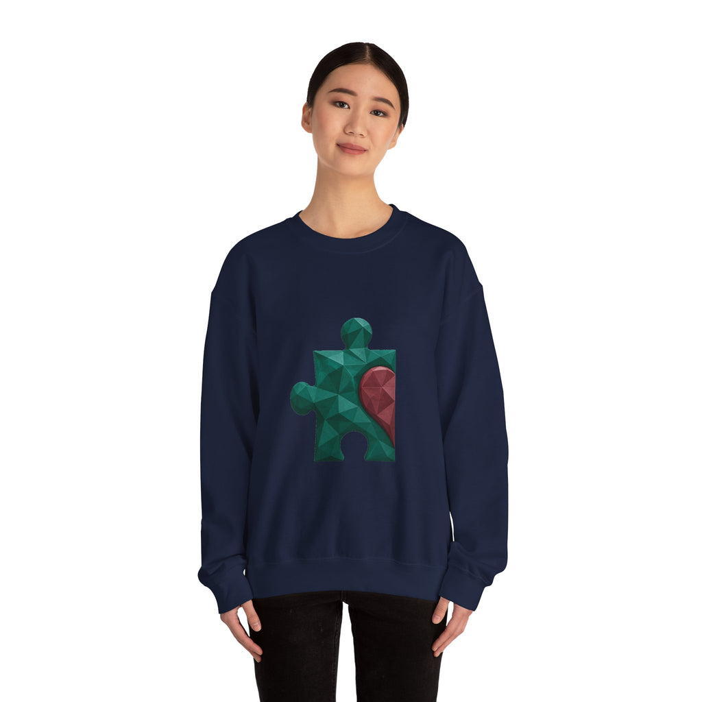 Matching Couple Sweatshirt - Puzzle Pieces Matching Couple Premium Fleece Sweatshirt Geometric Art His Hers Love Gift - Design A
