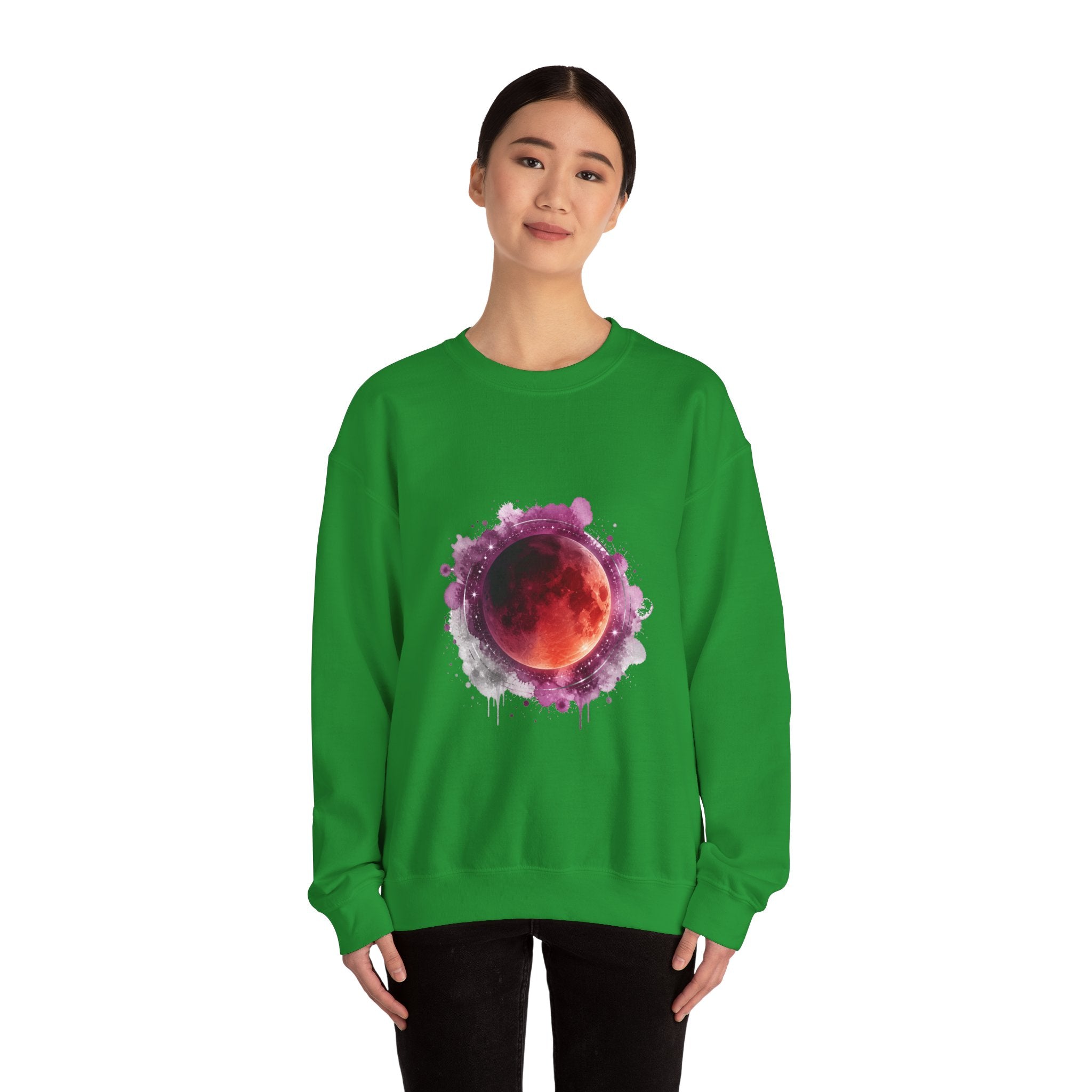 Matching Couple Sweatshirt - Solar & Lunar Eclipse Matching Couple Premium Fleece Sweatshirt Watercolor Art His Hers Birthday Gift - Design B