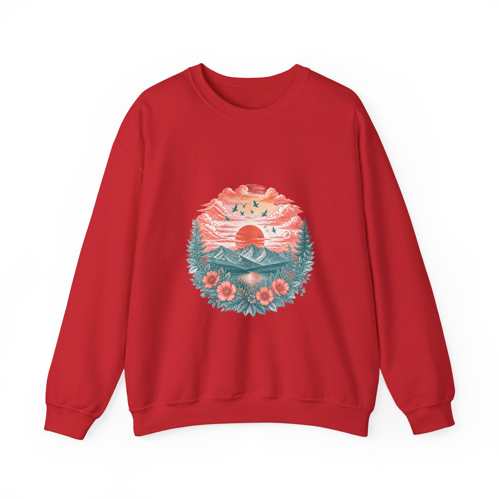 Matching Couple Sweatshirt - Sunrise & Sunset Matching Couple Crewneck Sweatshirt Vintage Art His Hers Wedding Gift - Design B