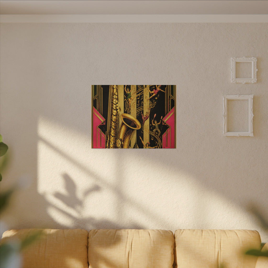 Saxophone Music Circus Wall Art Canvas 24×36 Art Deco Bar Area Decor Maximalist Print