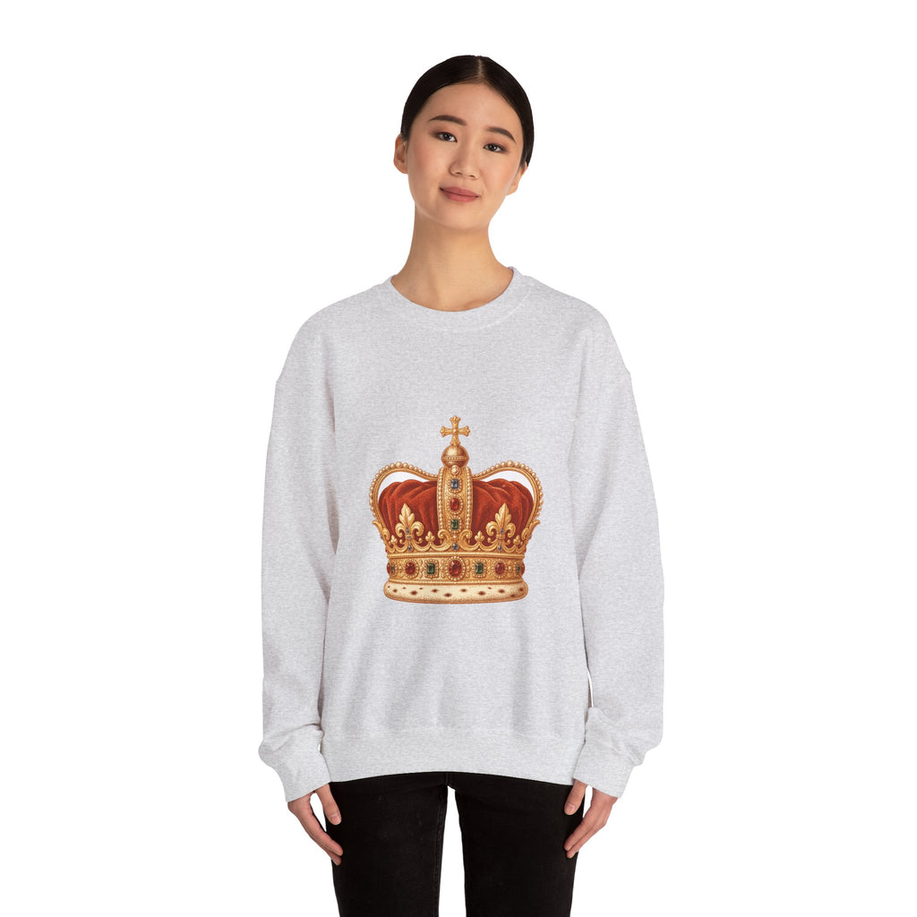 Matching Couple Sweatshirt - Crown & Shield Matching Couple Premium Fleece Sweatshirt Vintage Art His Hers Honeymoon Gift - Design A