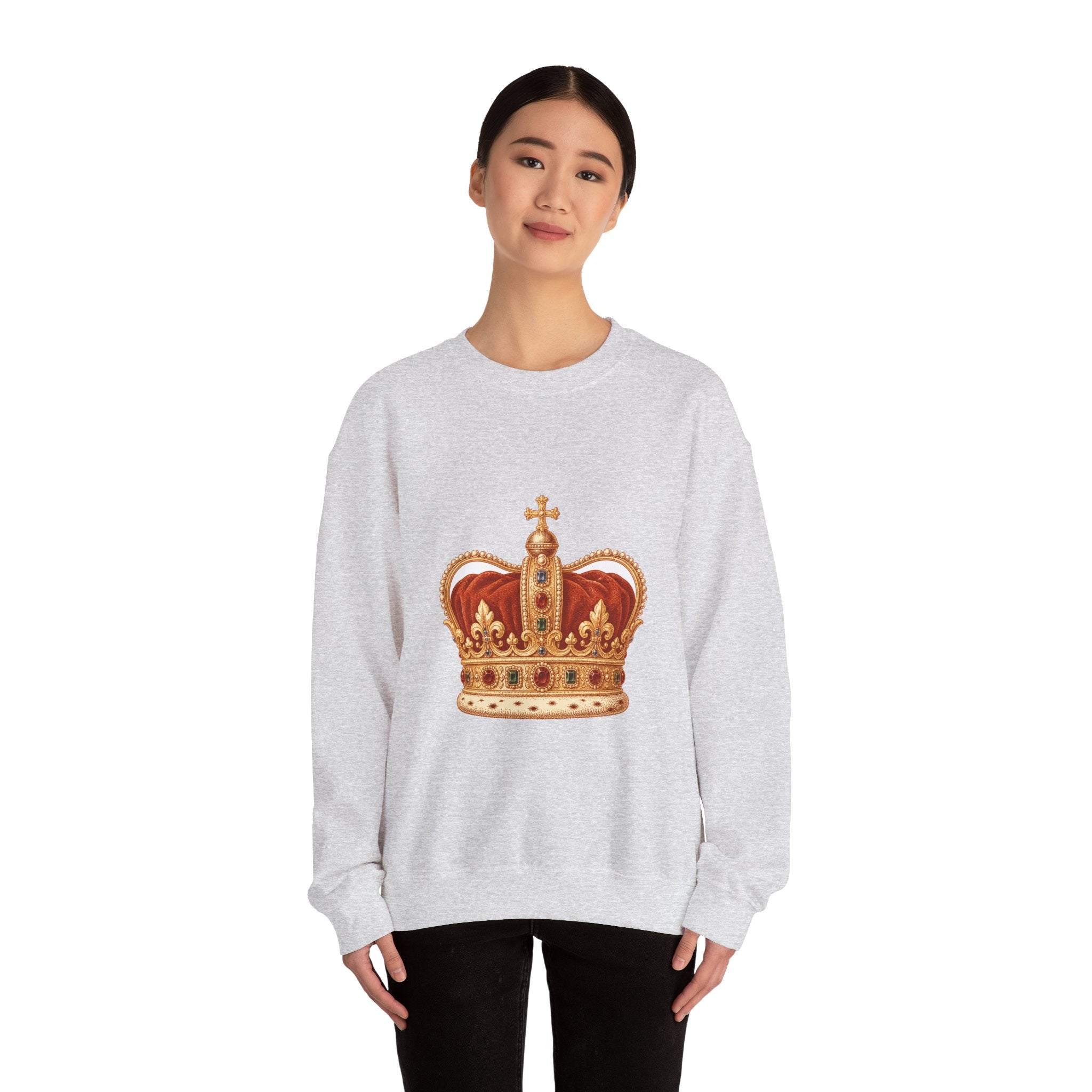 Matching Couple Sweatshirt - Crown & Shield Matching Couple Premium Fleece Sweatshirt Vintage Art His Hers Honeymoon Gift - Design A