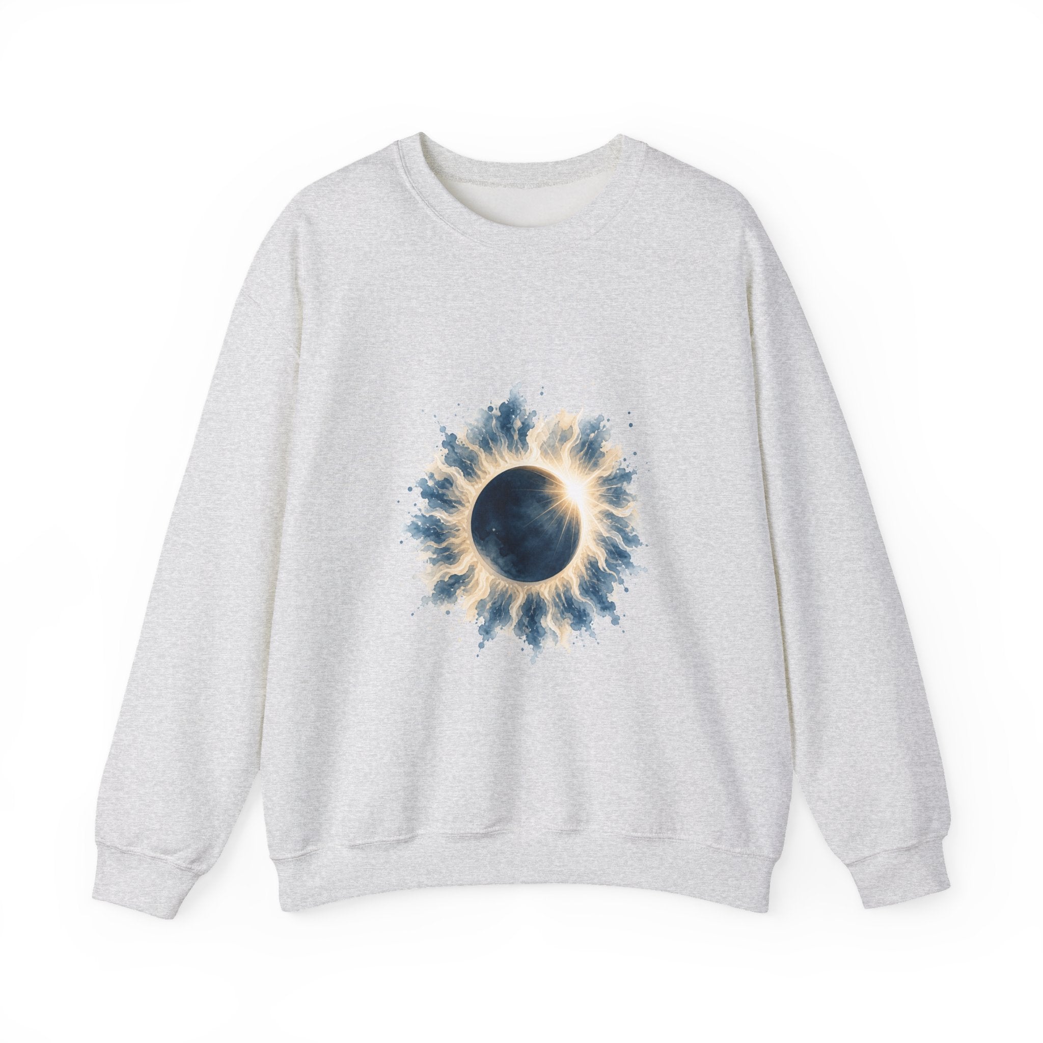 Matching Couple Sweatshirt - Solar & Lunar Eclipse Matching Couple Comfort Colors Crew Watercolor Art His Hers Birthday Gift - Design A