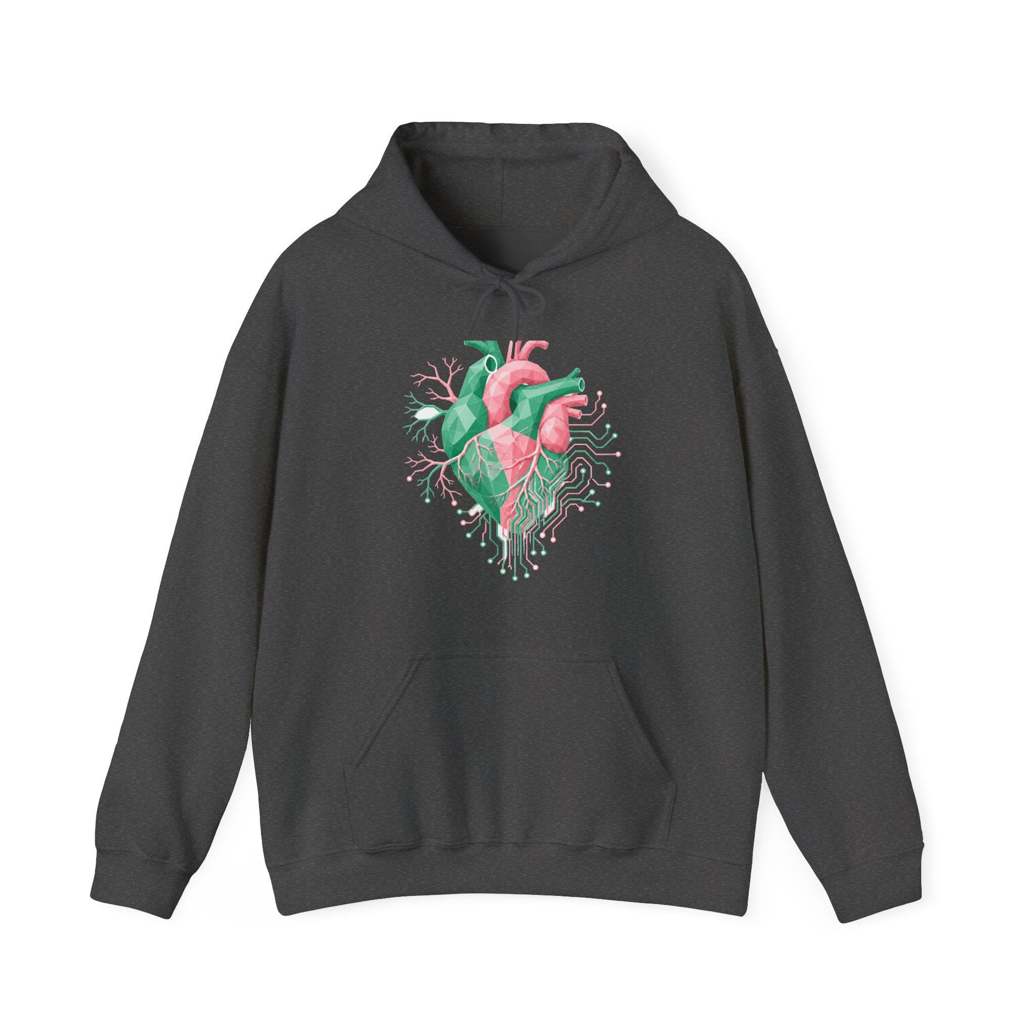 Matching Couple Sweatshirt - Robot & Heart Matching Couple Hooded Sweatshirt Geometric Art His Hers Couple Gift - Design B