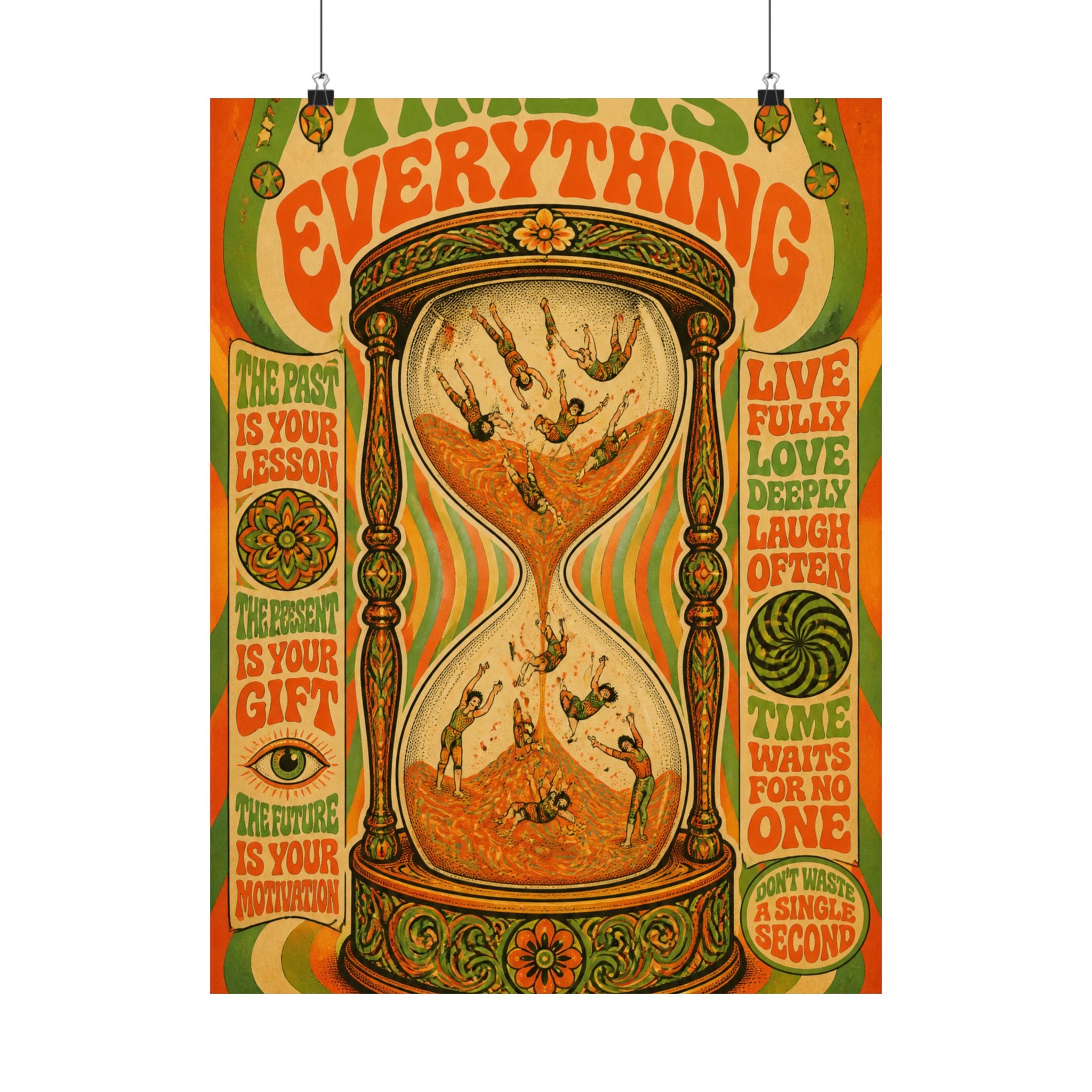 Hourglass Acrobats Wall Art Poster 24×36 Psychedelic Dining Room Decor Maximalist Print