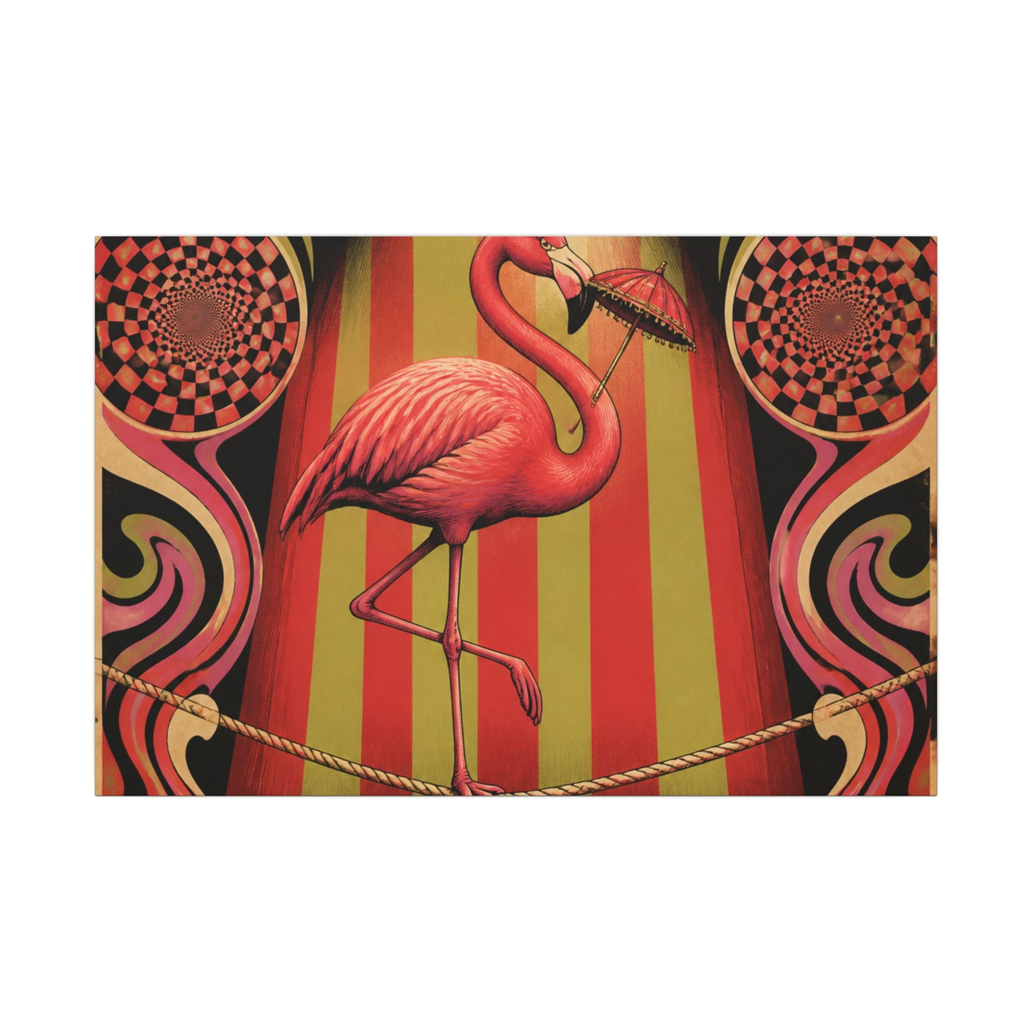 Flamingo Tightrope Wall Art Canvas 16×20 Psychedelic Cafe Decor Maximalist Print