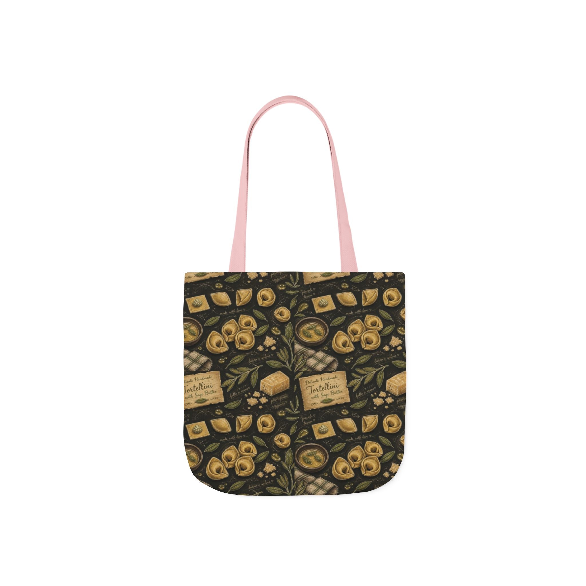 Tortellini with Sage Canvas Tote Bag Mediterranean Kitchen Chalk Art Design Italian Cottagecore Gift