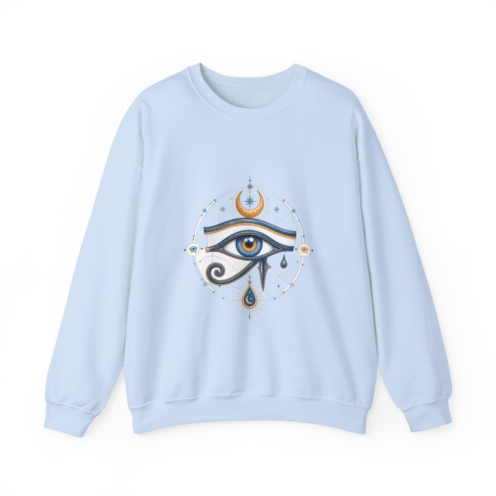 Matching Couple Sweatshirt - Eye of Ra & Horus Matching Couple Premium Fleece Sweatshirt Hand-Drawn Art His Hers Anniversary Gift - Design B