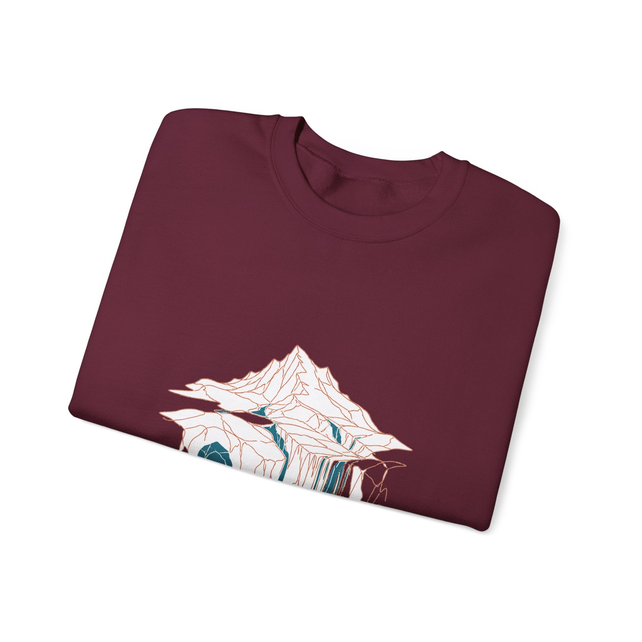Matching Couple Sweatshirt - Volcano & Glacier Matching Couple Crewneck Sweatshirt Minimalist Art His Hers Valentine Gift - Design B