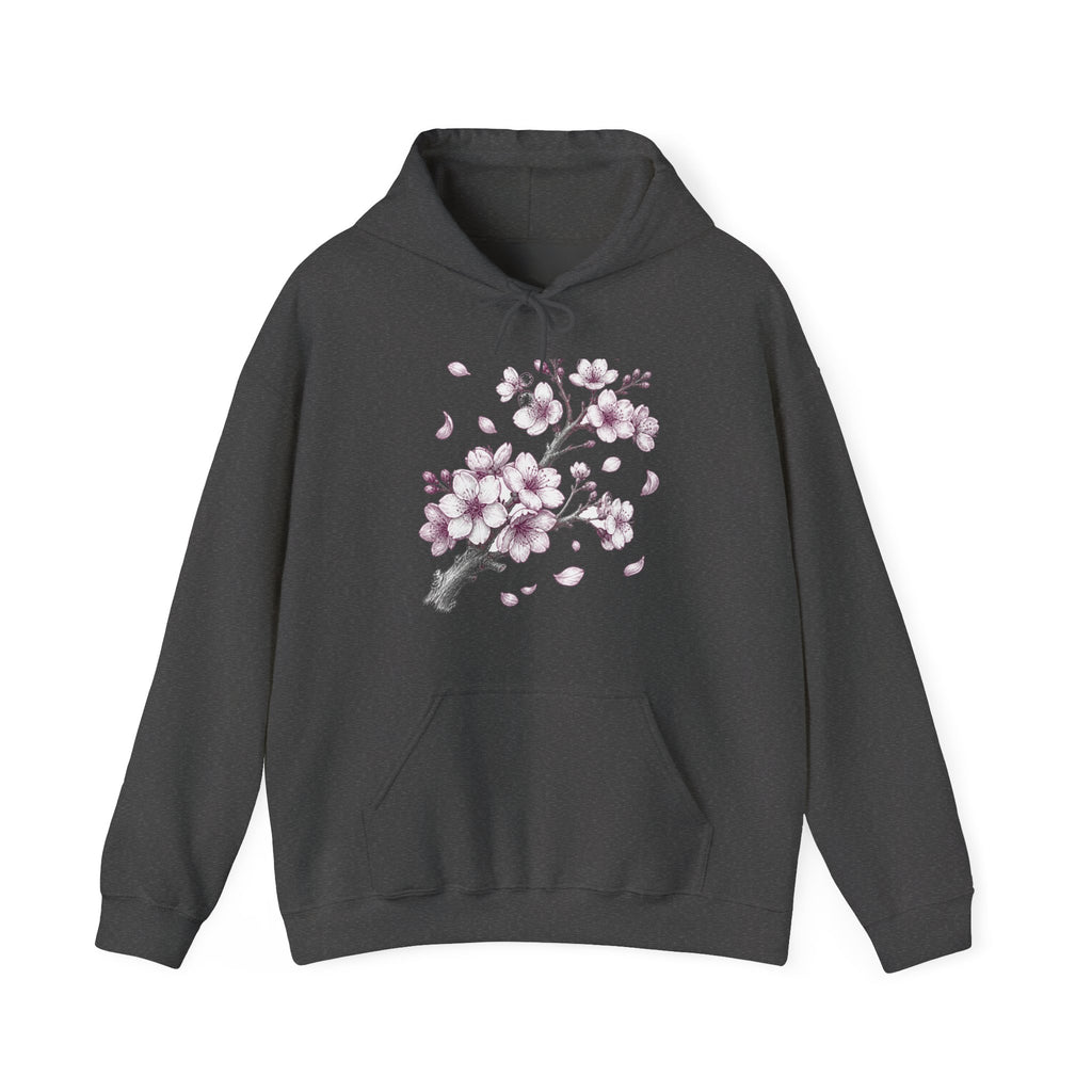 Matching Couple Sweatshirt - Cherry Blossom & Maple Leaf Matching Couple Hooded Sweatshirt Hand-Drawn Art His Hers Best Friend Gift - Design A
