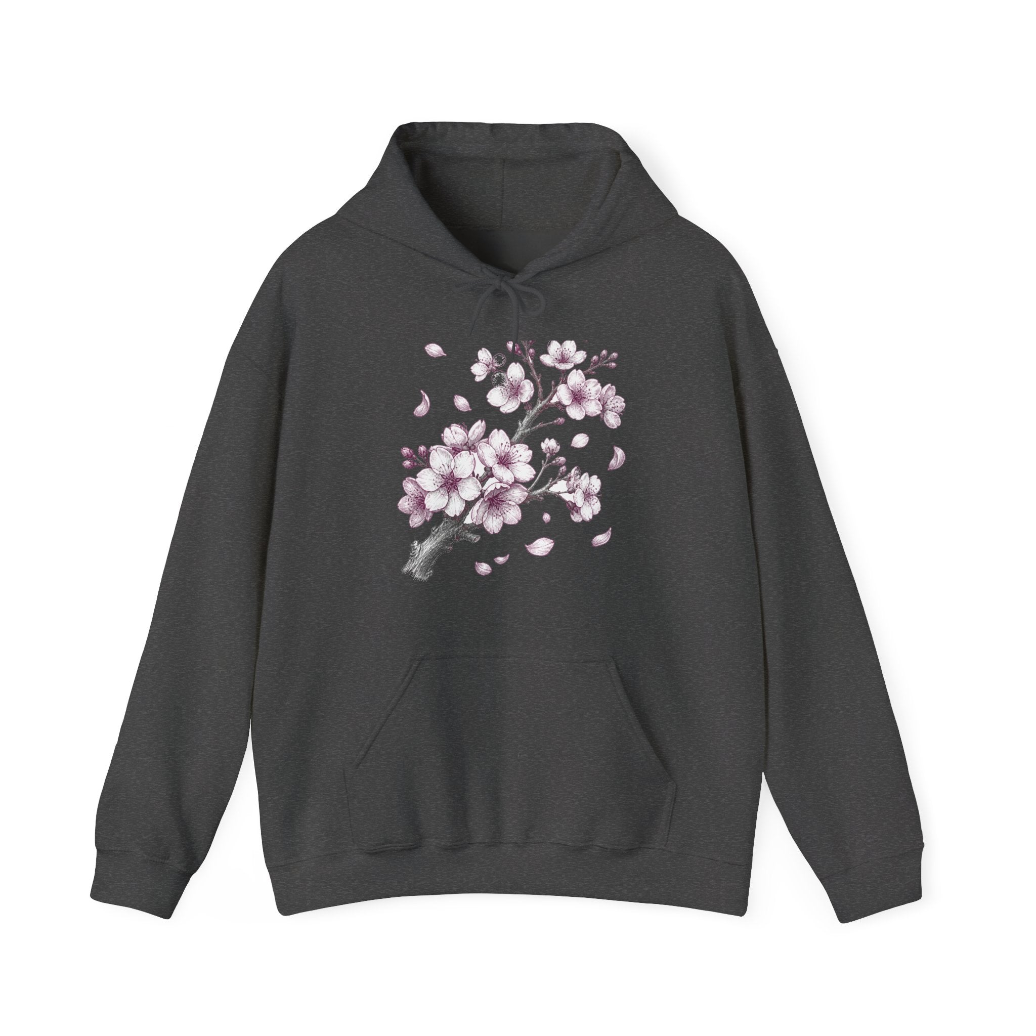 Matching Couple Sweatshirt - Cherry Blossom & Maple Leaf Matching Couple Hooded Sweatshirt Hand-Drawn Art His Hers Best Friend Gift - Design A