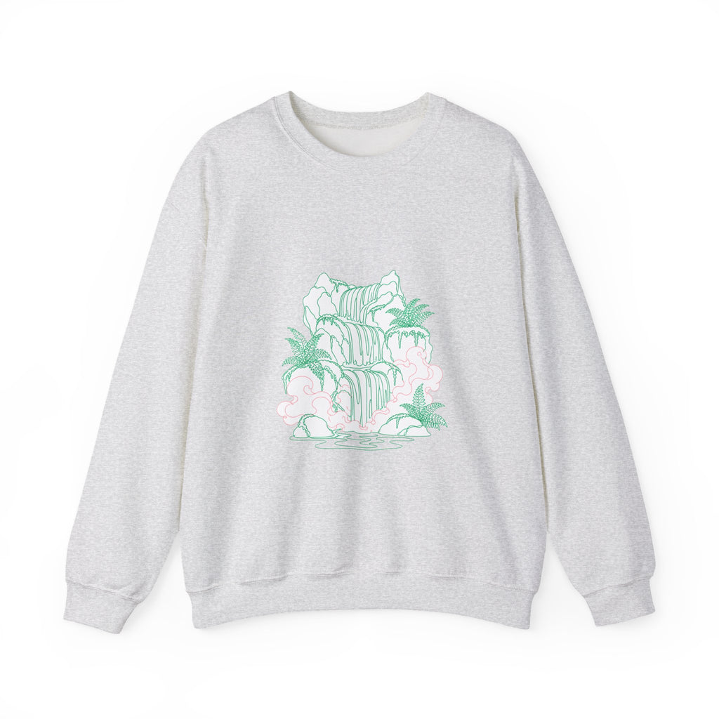 Matching Couple Sweatshirt - Wildfire & Waterfall Matching Couple Premium Fleece Sweatshirt Minimalist Art His Hers Christmas Gift - Design B