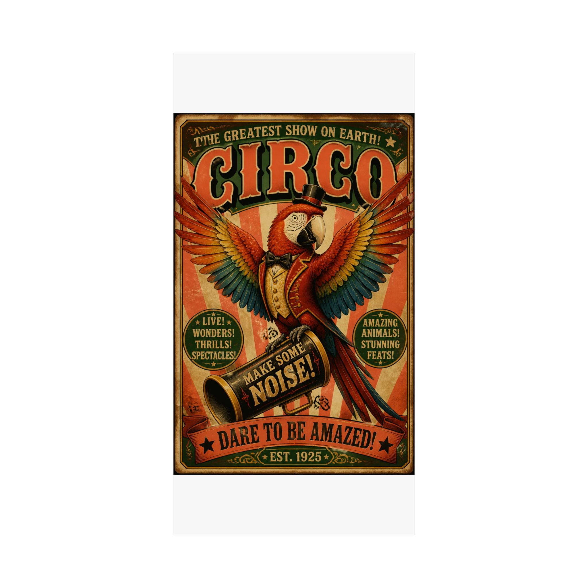Parrot Ringmaster Wall Art Poster 18×24 Vintage Circus Kitchen Decor Maximalist Print