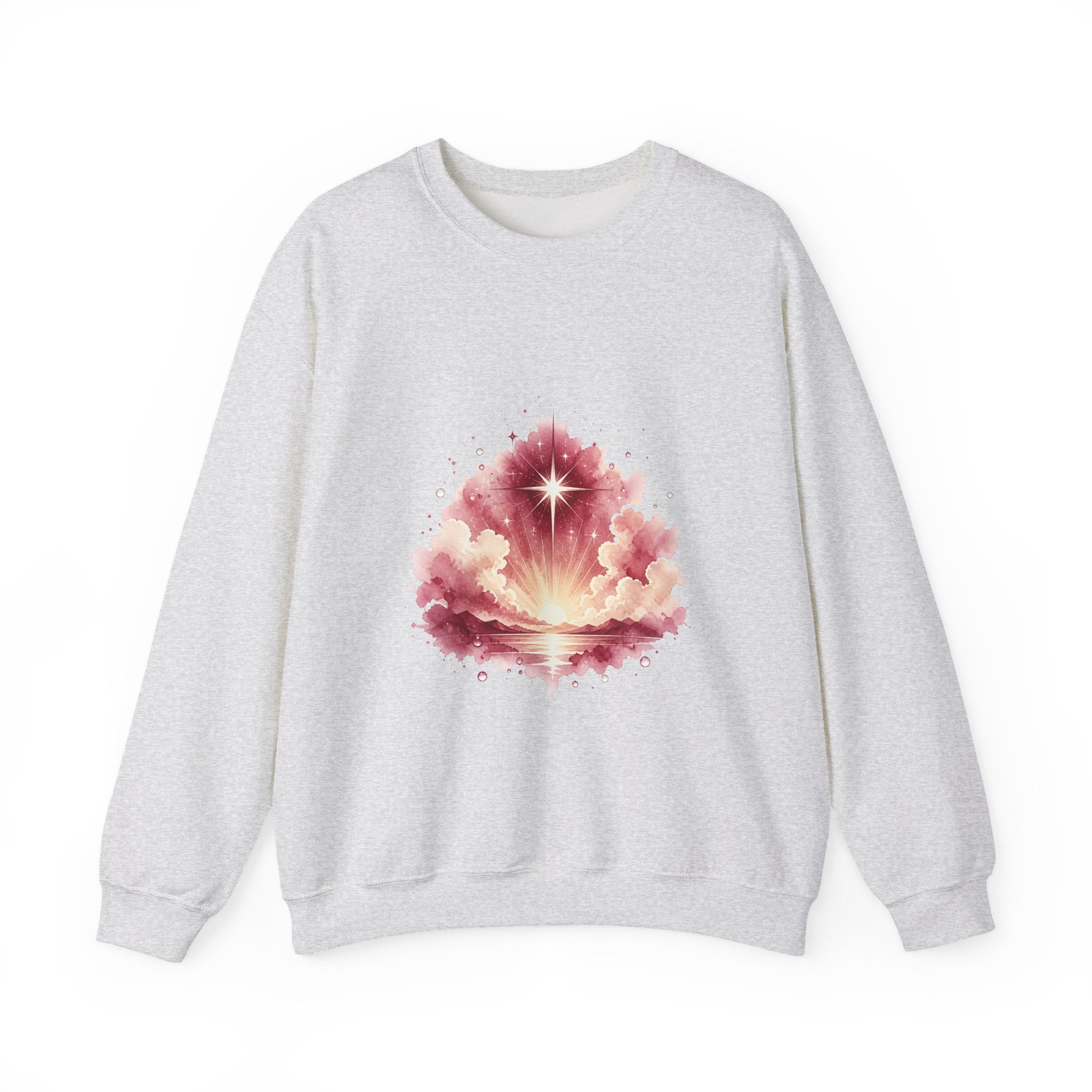 Matching Couple Sweatshirt - Evening & Morning Star Matching Couple Crewneck Sweatshirt Watercolor Art His Hers Engagement Gift - Design B