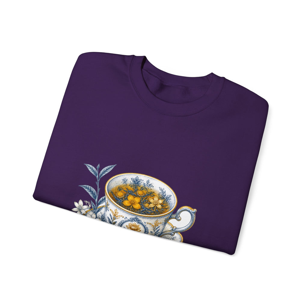 Matching Couple Sweatshirt - Coffee & Tea Matching Couple Crewneck Sweatshirt Vintage Art His Hers Wedding Gift - Design B