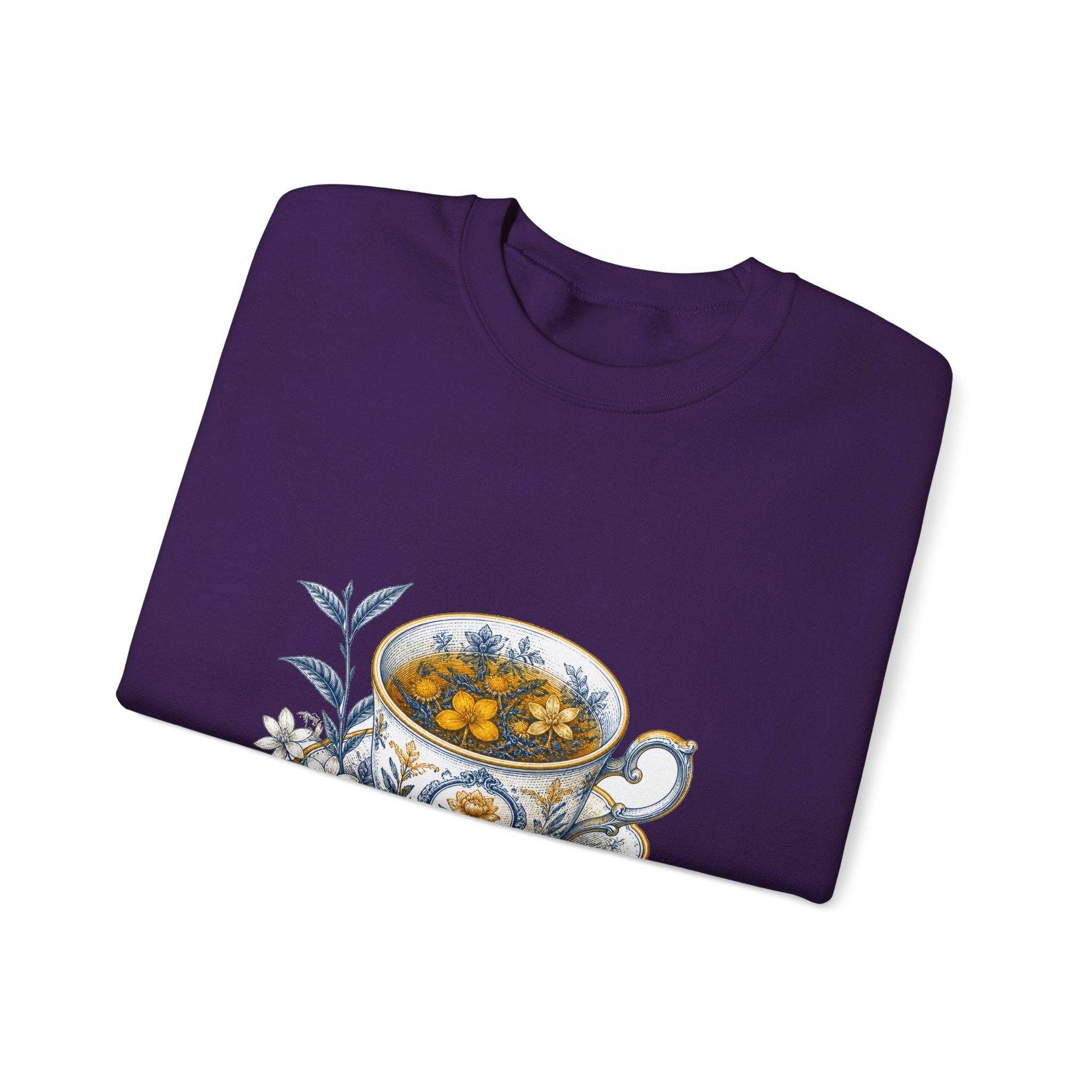 Matching Couple Sweatshirt - Coffee & Tea Matching Couple Crewneck Sweatshirt Vintage Art His Hers Wedding Gift - Design B