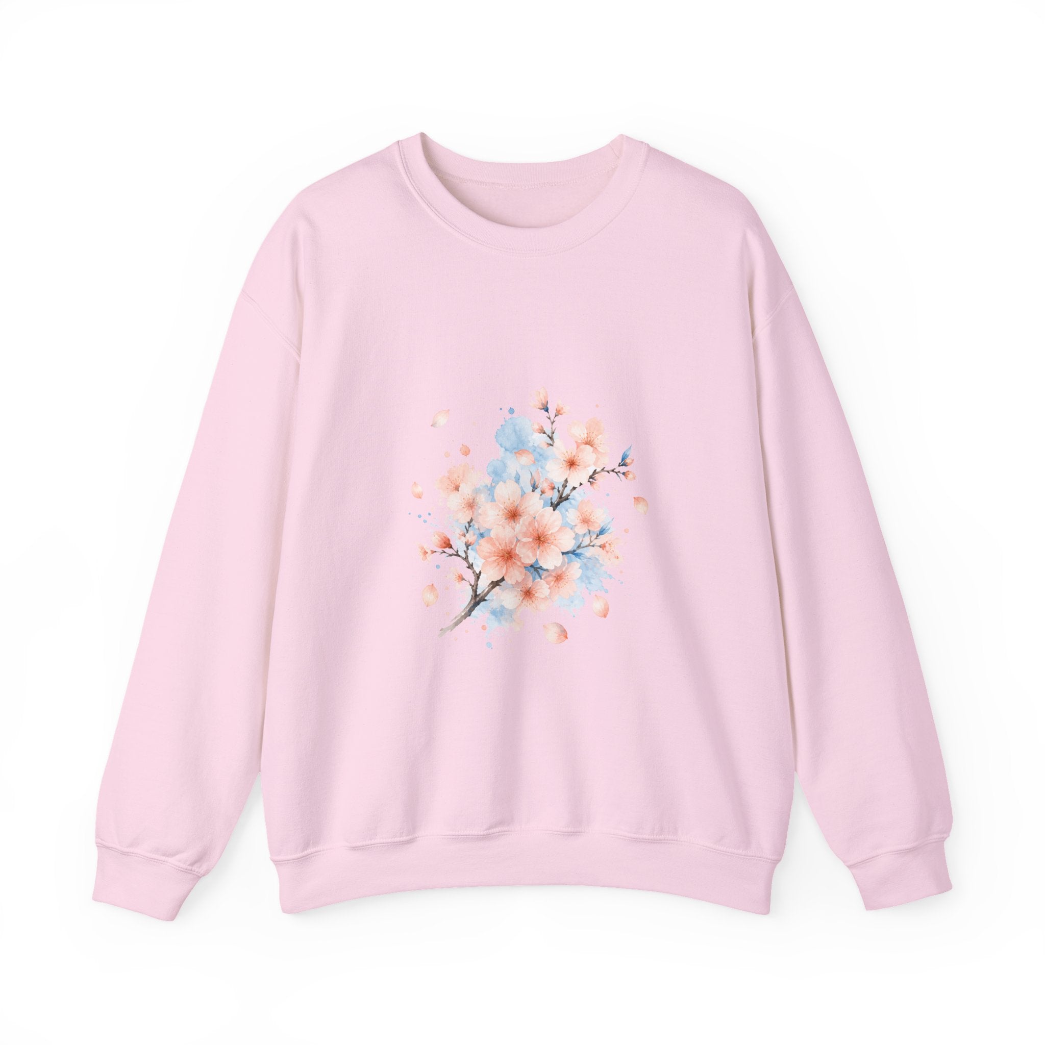 Matching Couple Sweatshirt - Cherry Blossom & Maple Leaf Matching Couple Premium Fleece Sweatshirt Watercolor Art His Hers Birthday Gift - Design A