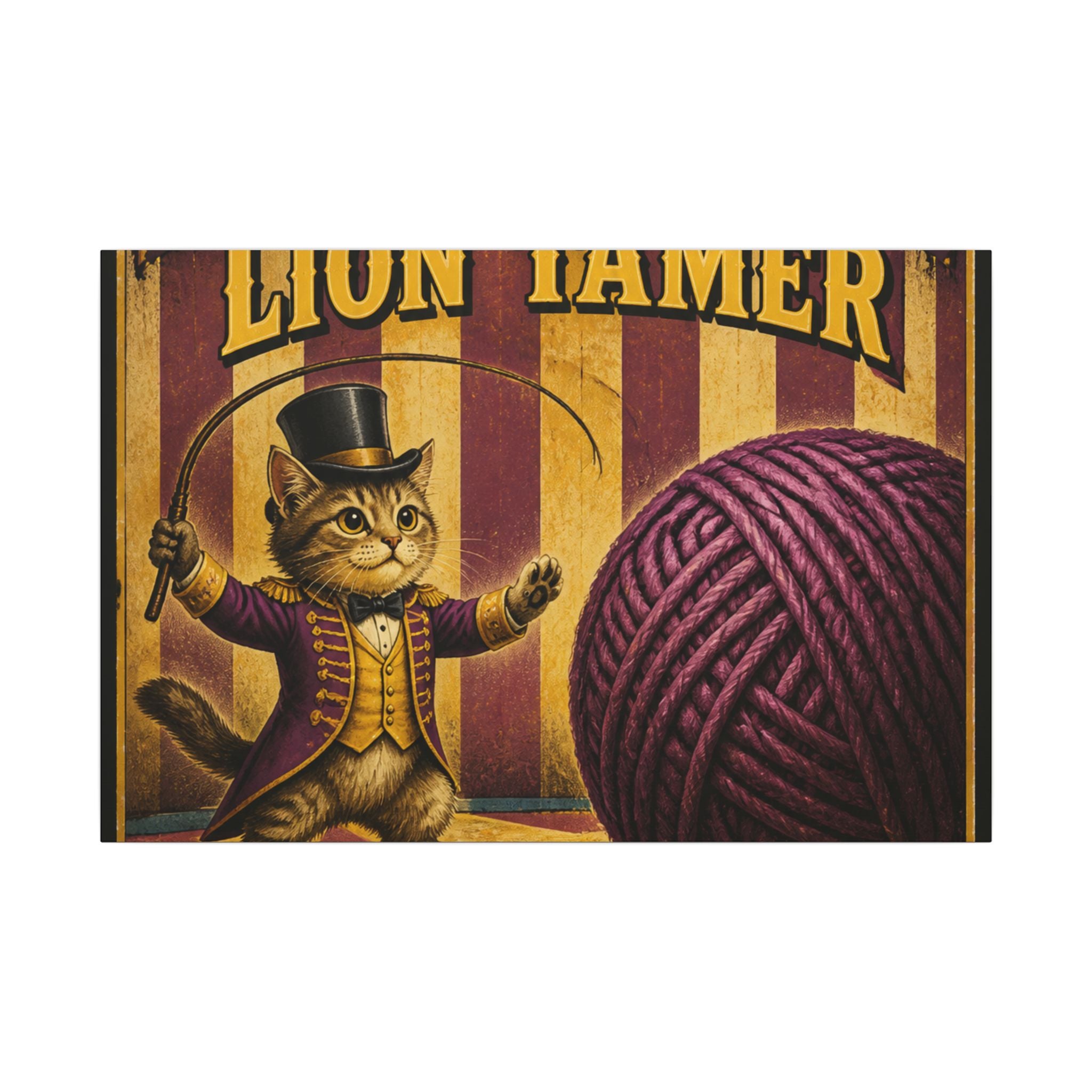Cat Lion Tamer Wall Art Canvas 24×36 Vintage Circus Bedroom Decor Maximalist Print
