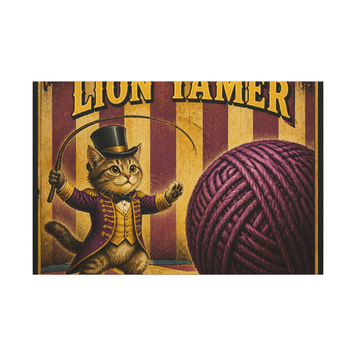 Cat Lion Tamer Wall Art Canvas 24×36 Vintage Circus Bedroom Decor Maximalist Print