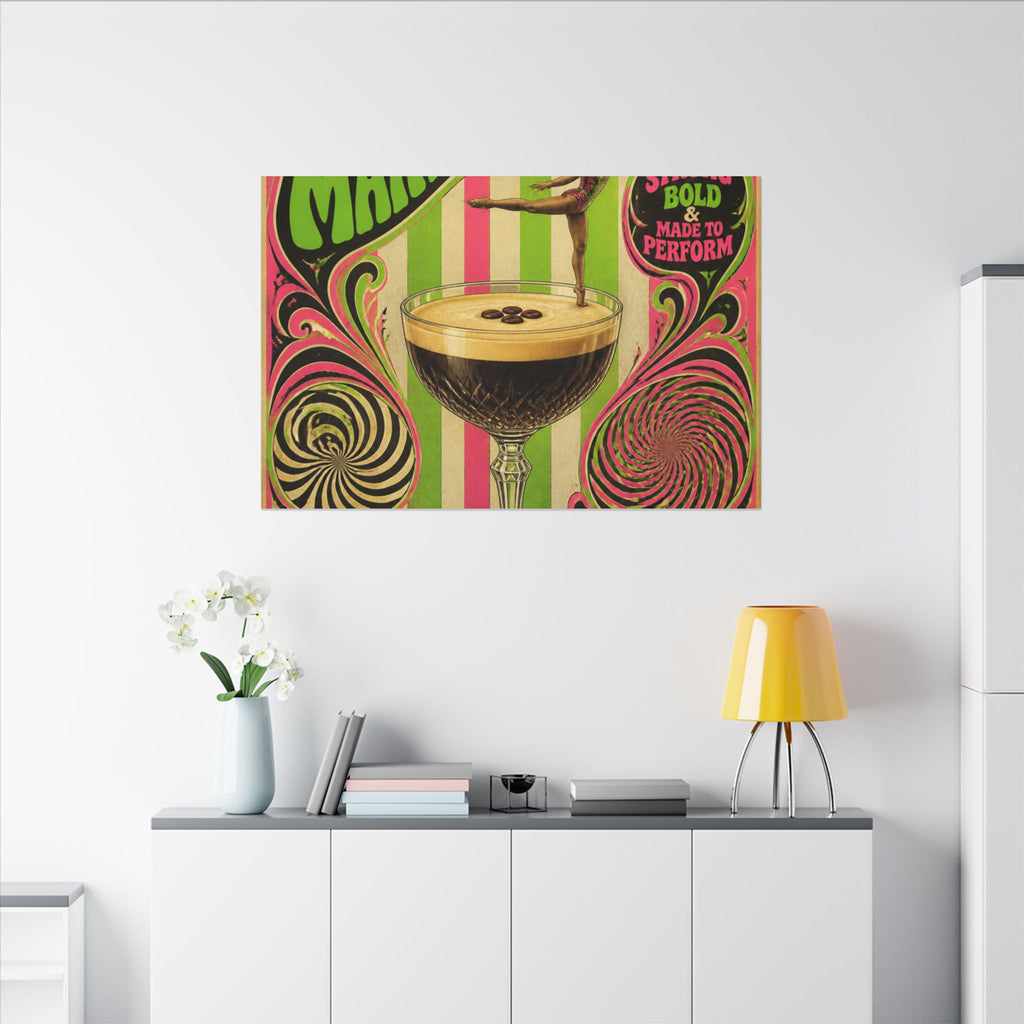 Espresso Martini Acrobat Wall Art Canvas 24×36 Psychedelic Dining Room Decor Maximalist Print