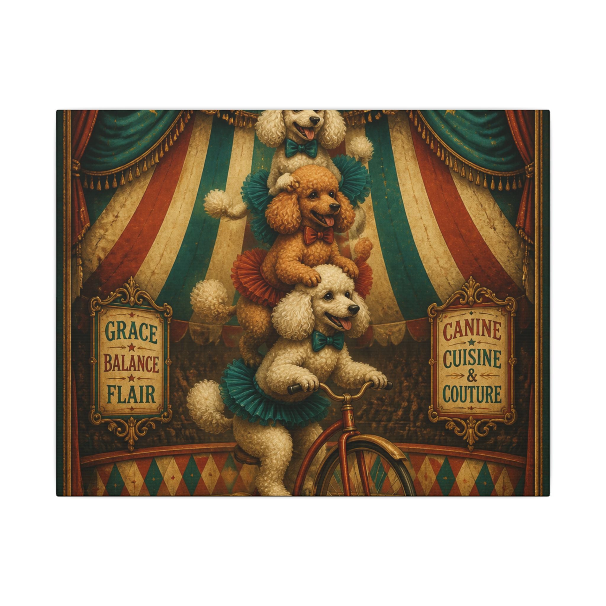Poodle Stack Bicycle Wall Art Canvas 16×20 Baroque Home Office Decor Maximalist Print