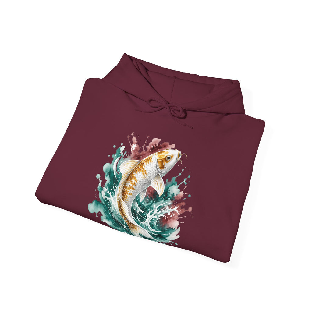 Matching Couple Sweatshirt - Koi Fish Yin Yang Matching Couple Hooded Sweatshirt Watercolor Art His Hers Engagement Gift - Design A
