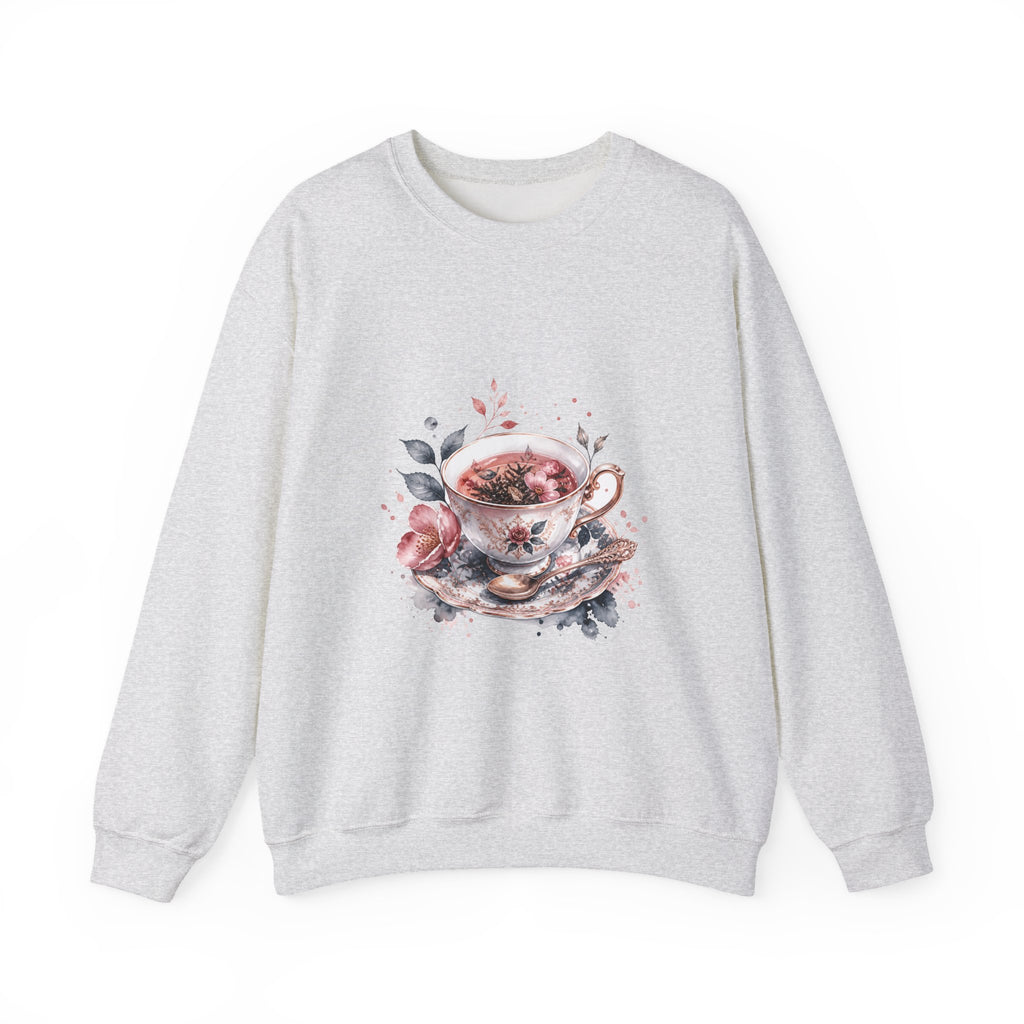 Matching Couple Sweatshirt - Coffee & Tea Matching Couple Premium Fleece Sweatshirt Watercolor Art His Hers Birthday Gift - Design B
