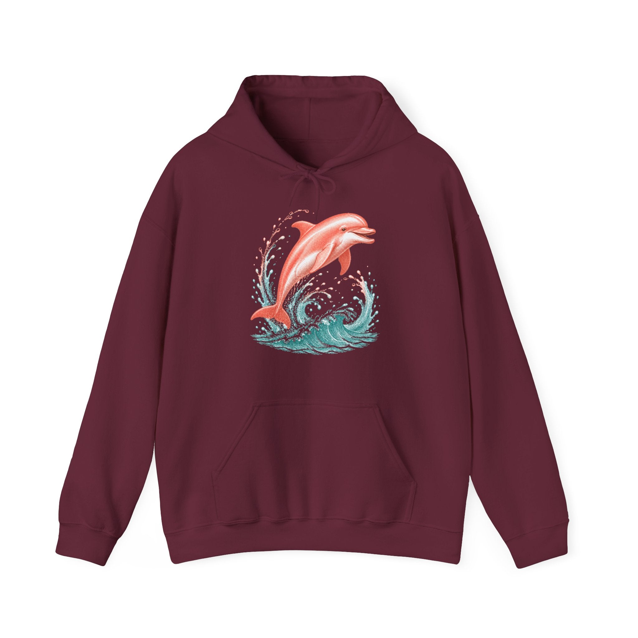Matching Couple Sweatshirt - Shark & Dolphin Matching Couple Hooded Sweatshirt Vintage Art His Hers Wedding Gift - Design B