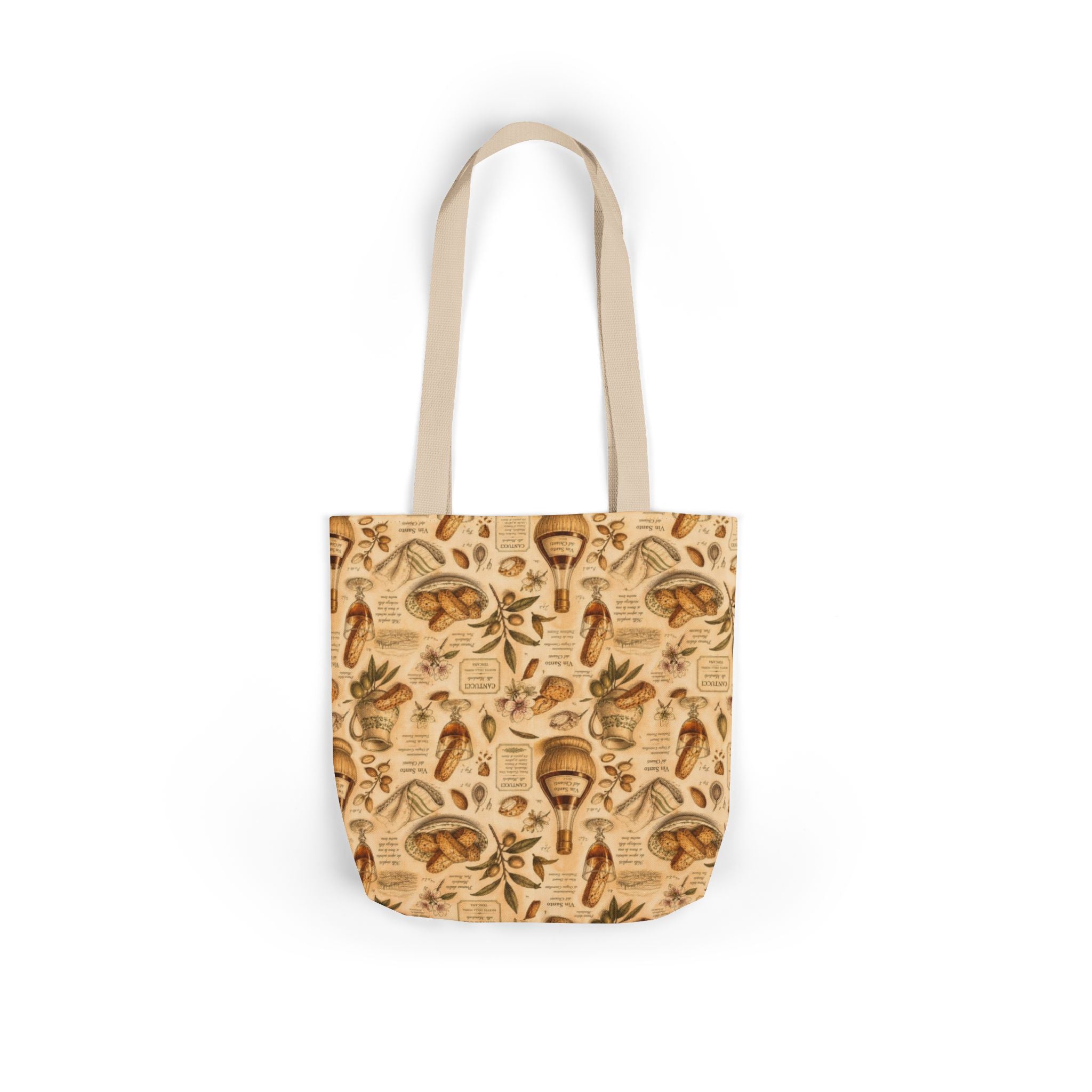Biscotti & Vin Santo Canvas Tote Bag Mediterranean Kitchen Botanical Design Italian Cottagecore Gift